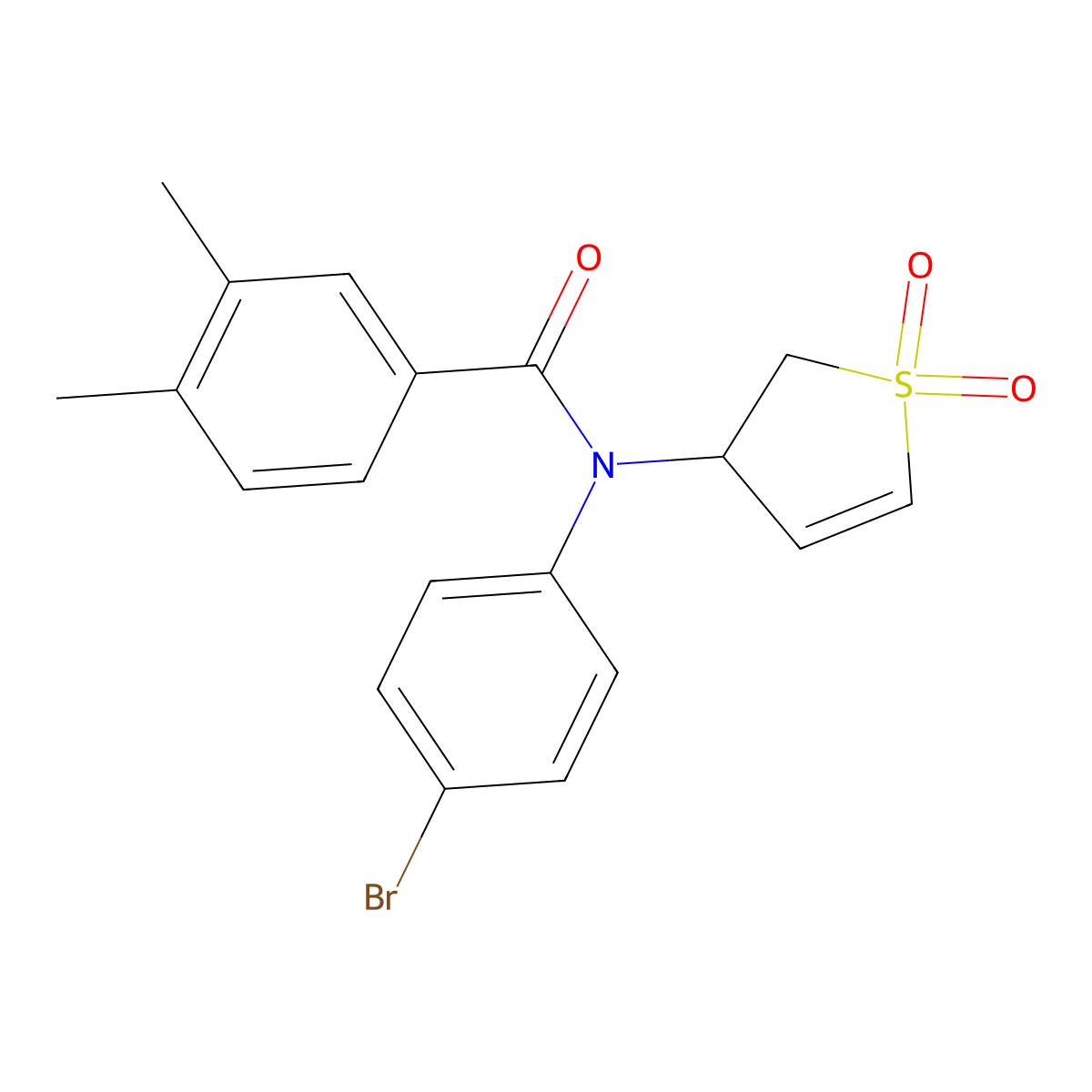 N-(4-bromophenyl)-N-(1,1-dioxido-2,3-dihydrothiophen-3-yl)-3,4-dimethylbenzamide molecular structure, CAS 863445-64-1