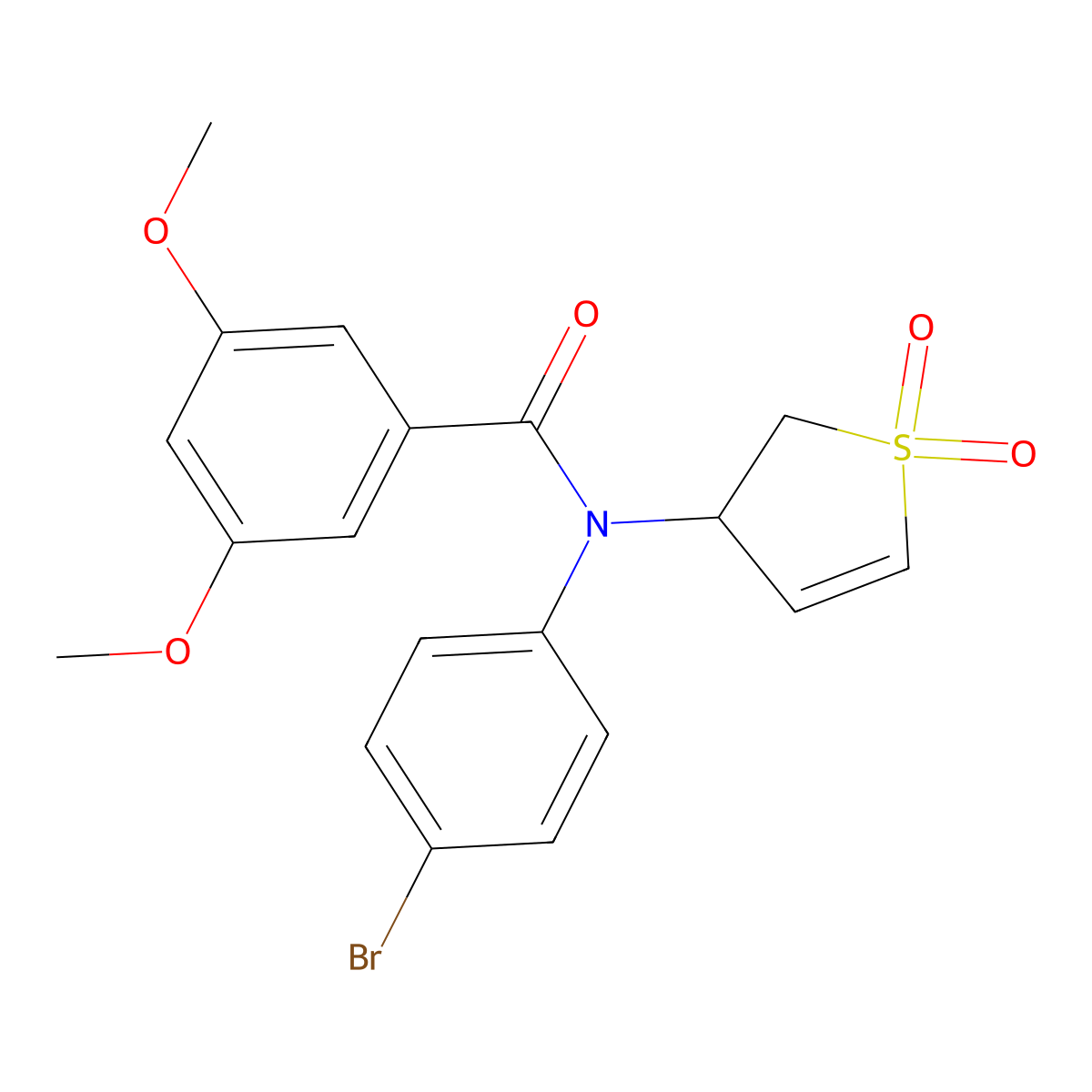 N-(4-bromophenyl)-N-(1,1-dioxido-2,3-dihydrothiophen-3-yl)-3,5-dimethoxybenzamide molecular structure, CAS 863445-65-2