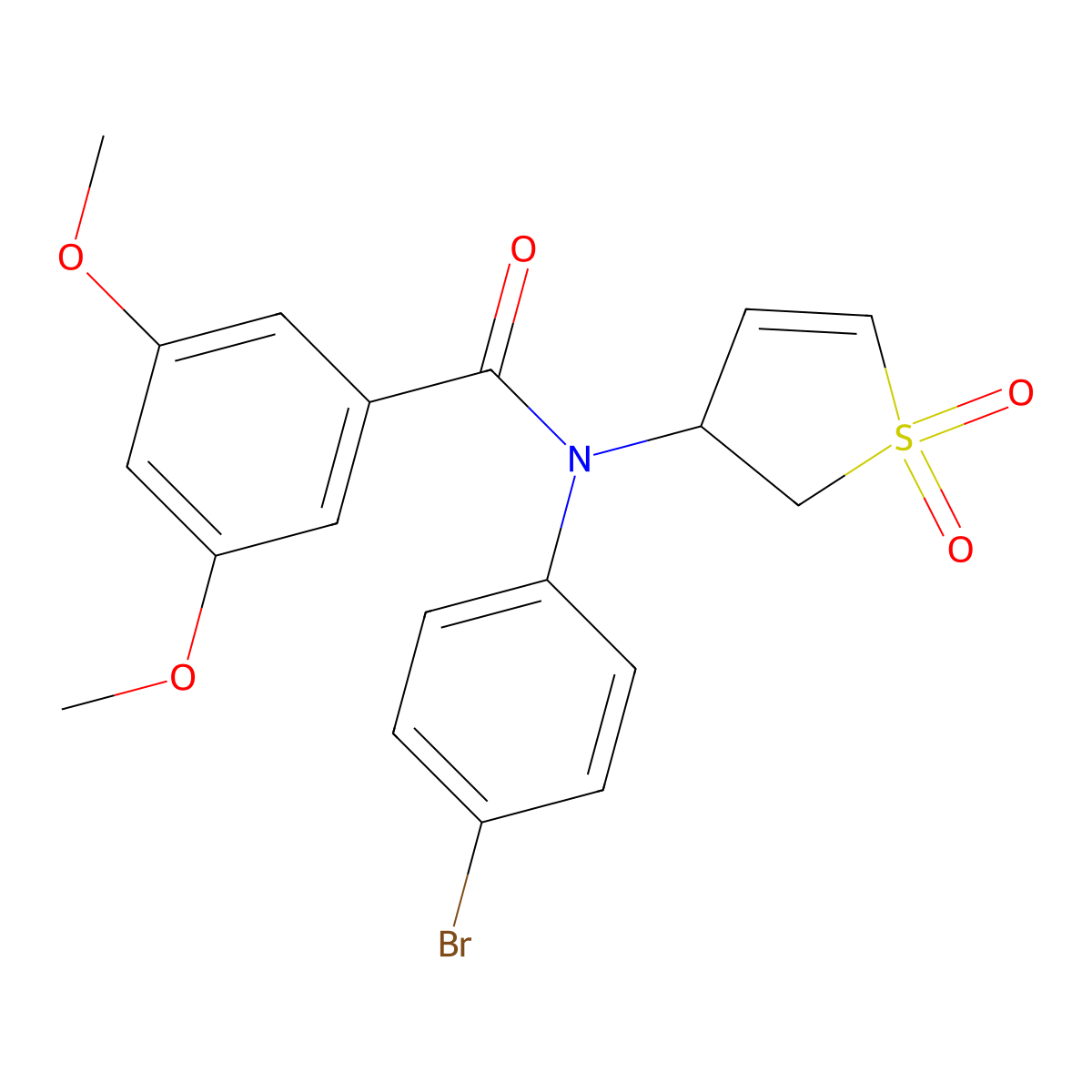 N-(4-bromophenyl)-N-(1,1-dioxido-2,3-dihydrothiophen-3-yl)-3,5-dimethoxybenzamide molecular structure, CAS 863445-65-2