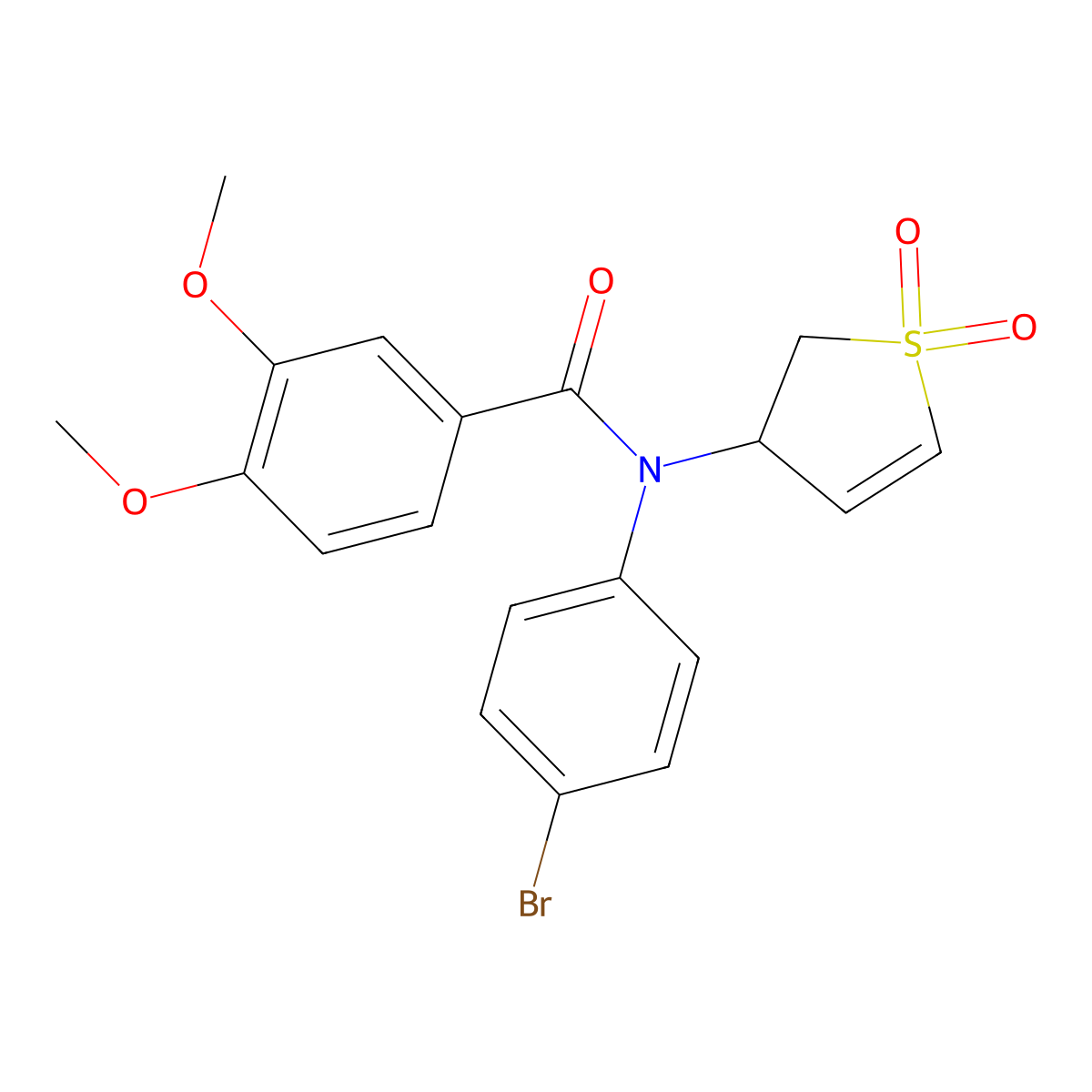 N-(4-bromophenyl)-N-(1,1-dioxido-2,3-dihydrothiophen-3-yl)-3,4-dimethoxybenzamide molecular structure, CAS 863445-66-3