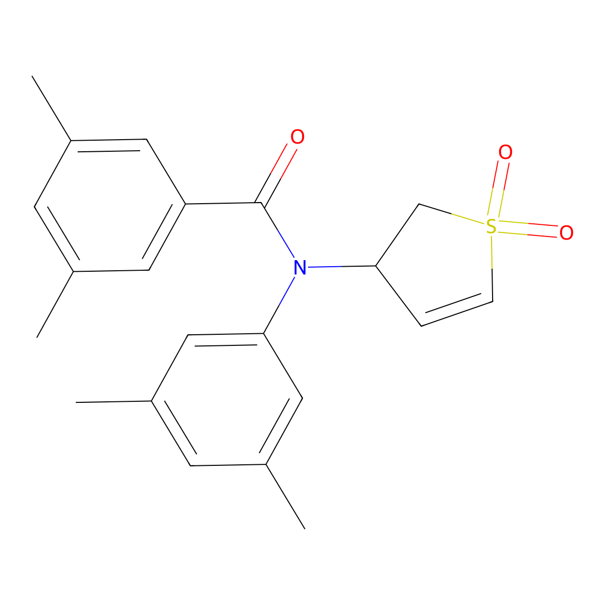 N-(3,5-dimethylphenyl)-N-(1,1-dioxido-2,3-dihydrothien-3-yl)-3,5-dimethylbenzamide molecular structure, CAS 863445-72-1