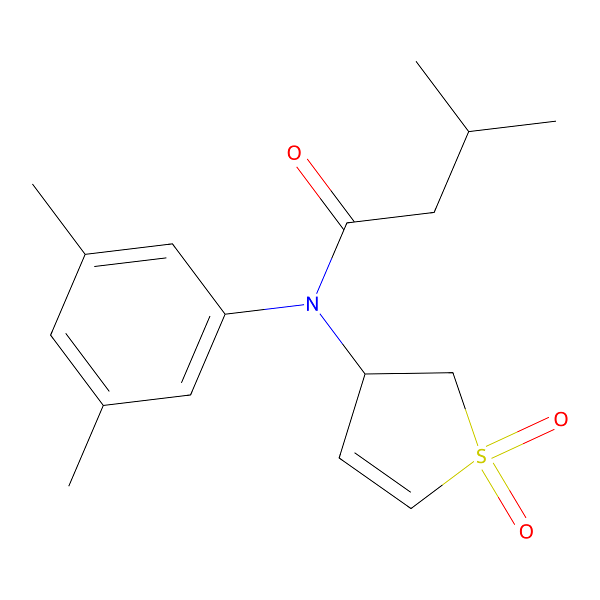 N-(3,5-dimethylphenyl)-N-(1,1-dioxido-2,3-dihydrothiophen-3-yl)-3-methylbutanamide molecular structure, CAS 863445-76-5