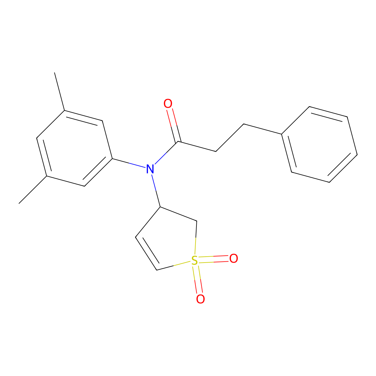 N-(3,5-dimethylphenyl)-N-(1,1-dioxido-2,3-dihydrothiophen-3-yl)-3-phenylpropanamide molecular structure, CAS 863445-77-6