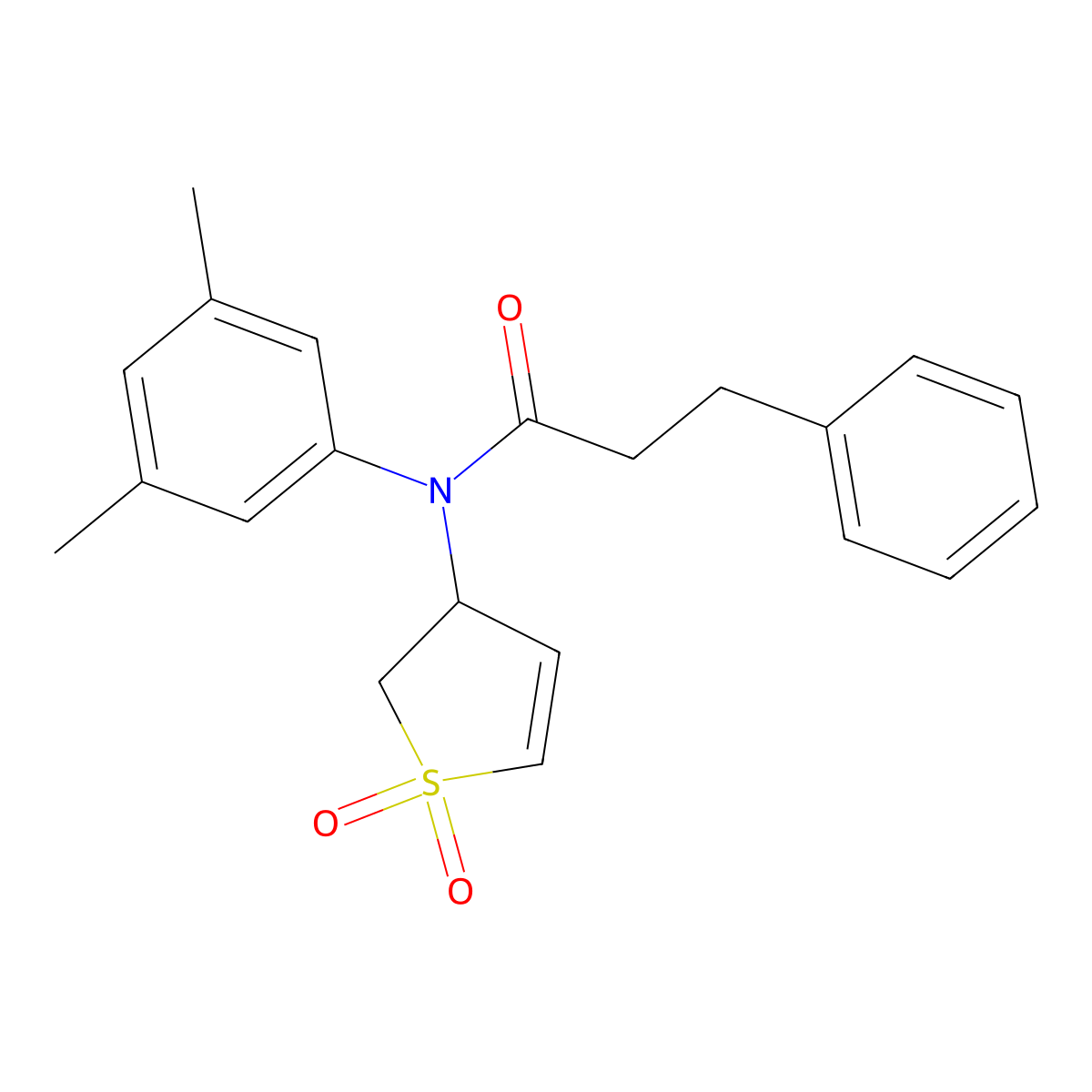 N-(3,5-dimethylphenyl)-N-(1,1-dioxido-2,3-dihydrothiophen-3-yl)-3-phenylpropanamide molecular structure, CAS 863445-77-6