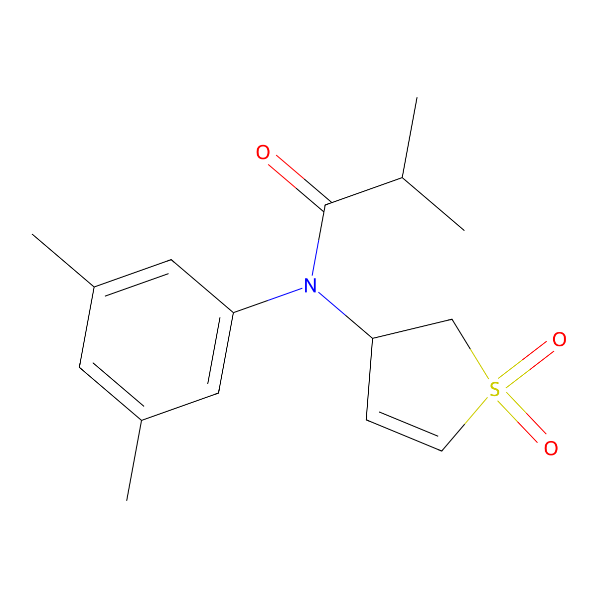 N-(3,5-dimethylphenyl)-N-(1,1-dioxido-2,3-dihydrothiophen-3-yl)isobutyramide molecular structure, CAS 863445-81-2
