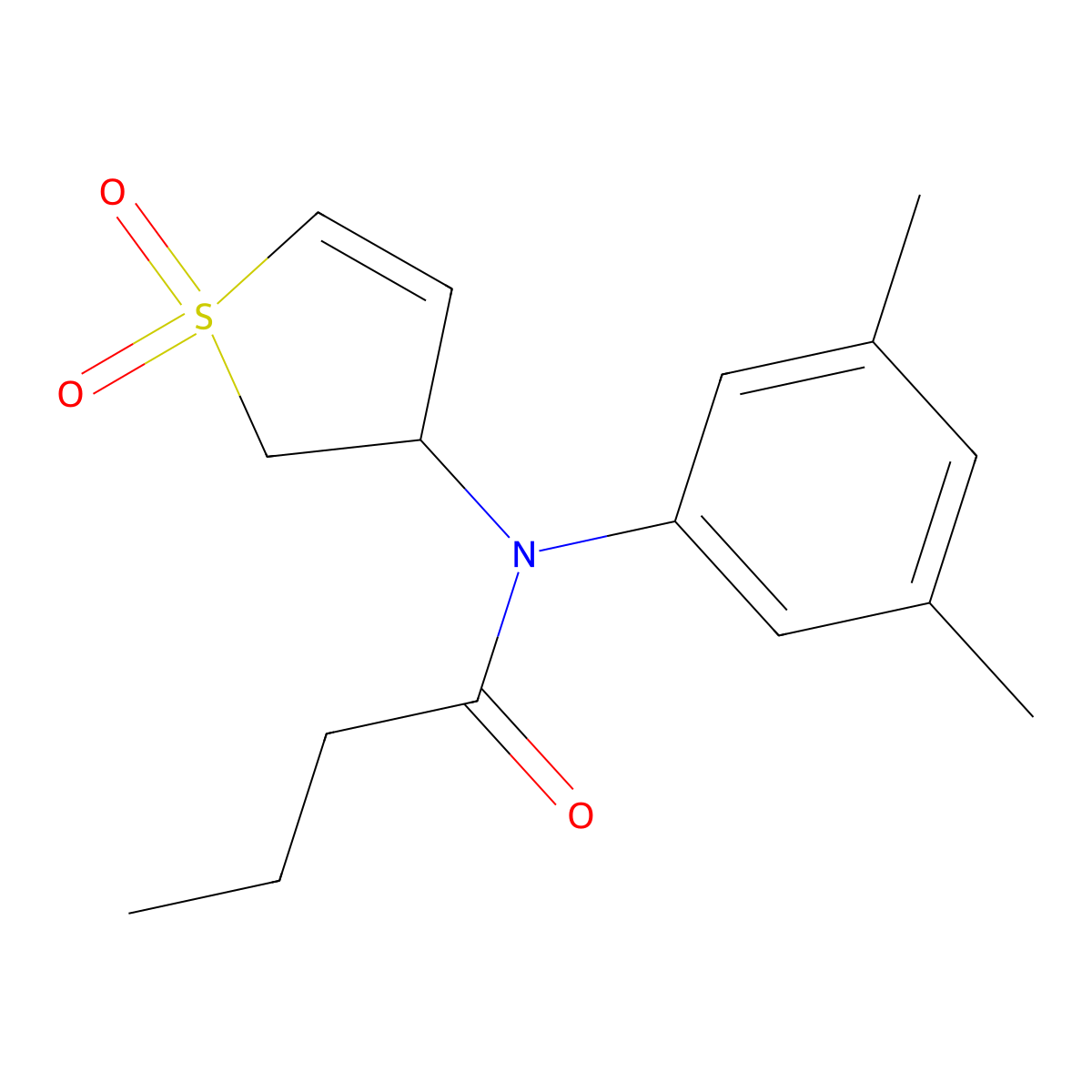 N-(3,5-dimethylphenyl)-N-(1,1-dioxido-2,3-dihydrothiophen-3-yl)butyramide molecular structure, CAS 863445-84-5