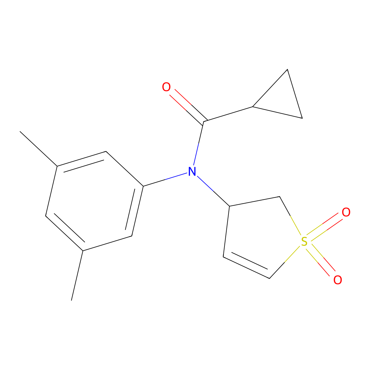 N-(3,5-dimethylphenyl)-N-(1,1-dioxido-2,3-dihydrothiophen-3-yl)cyclopropanecarboxamide molecular structure, CAS 863445-85-6