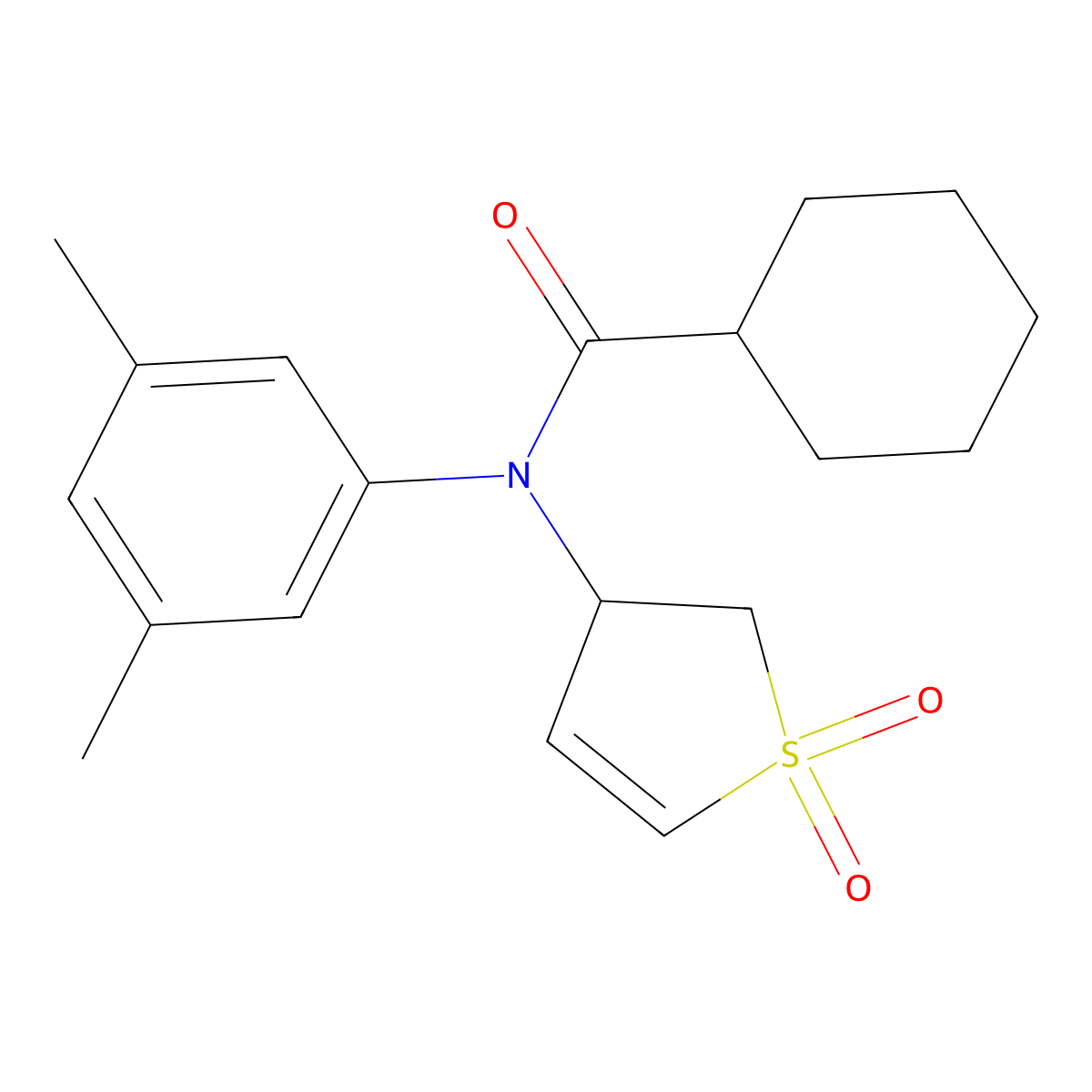 N-(3,5-dimethylphenyl)-N-(1,1-dioxido-2,3-dihydrothiophen-3-yl)cyclohexanecarboxamide molecular structure, CAS 863445-86-7
