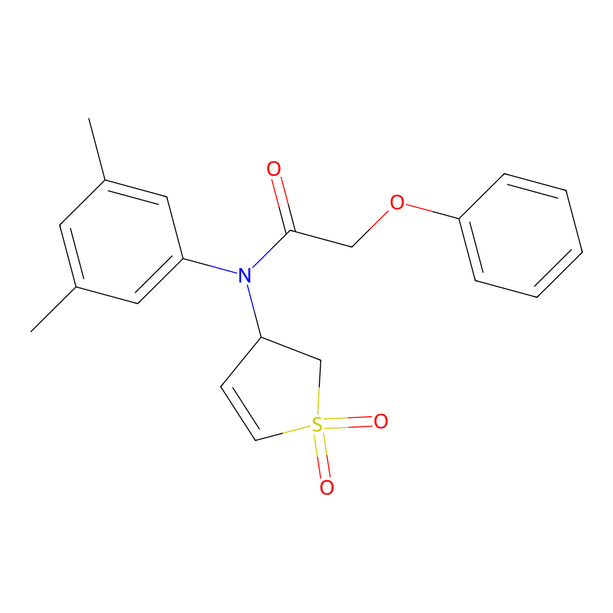 N-(3,5-dimethylphenyl)-N-(1,1-dioxido-2,3-dihydrothiophen-3-yl)-2-phenoxyacetamide molecular structure, CAS 863445-90-3
