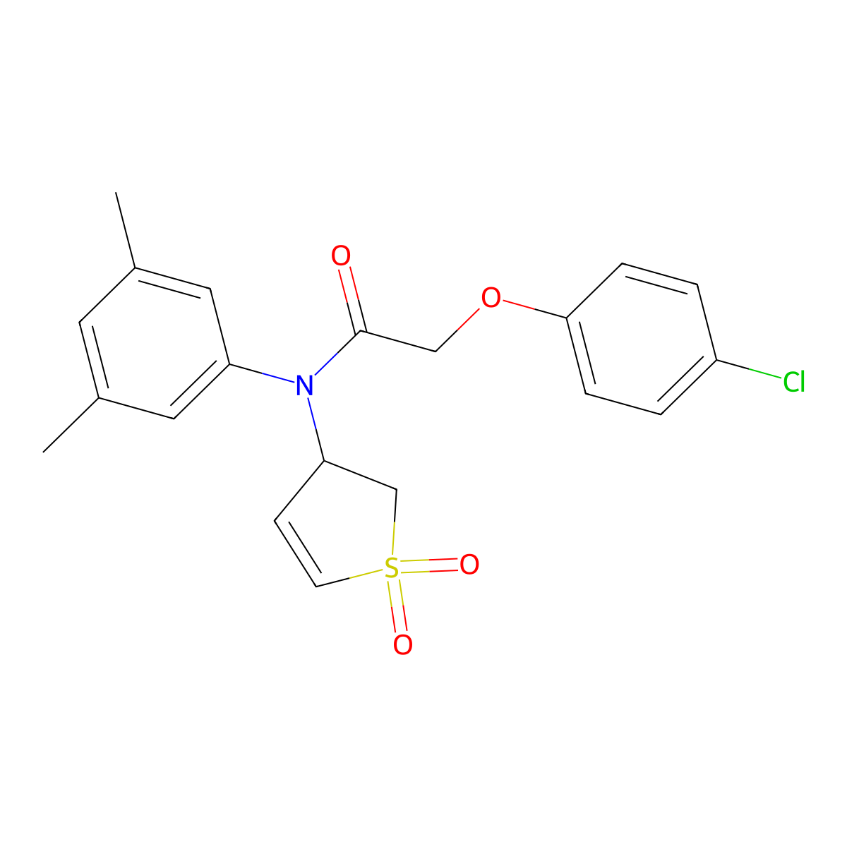 2-(4-chlorophenoxy)-N-(3,5-dimethylphenyl)-N-(1,1-dioxido-2,3-dihydrothiophen-3-yl)acetamide molecular structure, CAS 863445-91-4