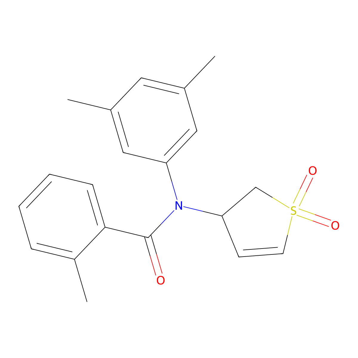 N-(3,5-dimethylphenyl)-N-(1,1-dioxido-2,3-dihydrothiophen-3-yl)-2-methylbenzamide molecular structure, CAS 863445-93-6