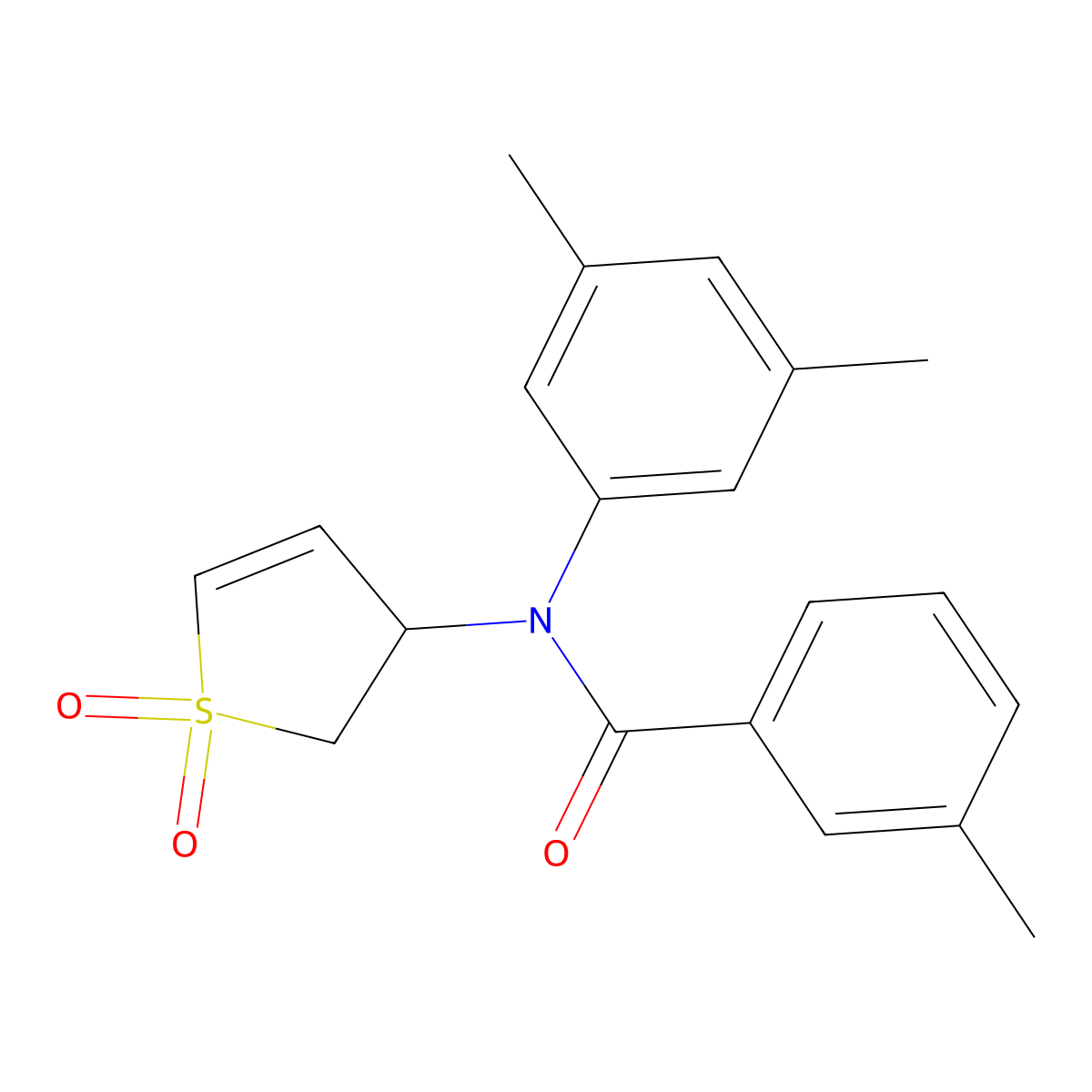 N-(3,5-dimethylphenyl)-N-(1,1-dioxido-2,3-dihydrothien-3-yl)-3-methylbenzamide molecular structure, CAS 863445-94-7