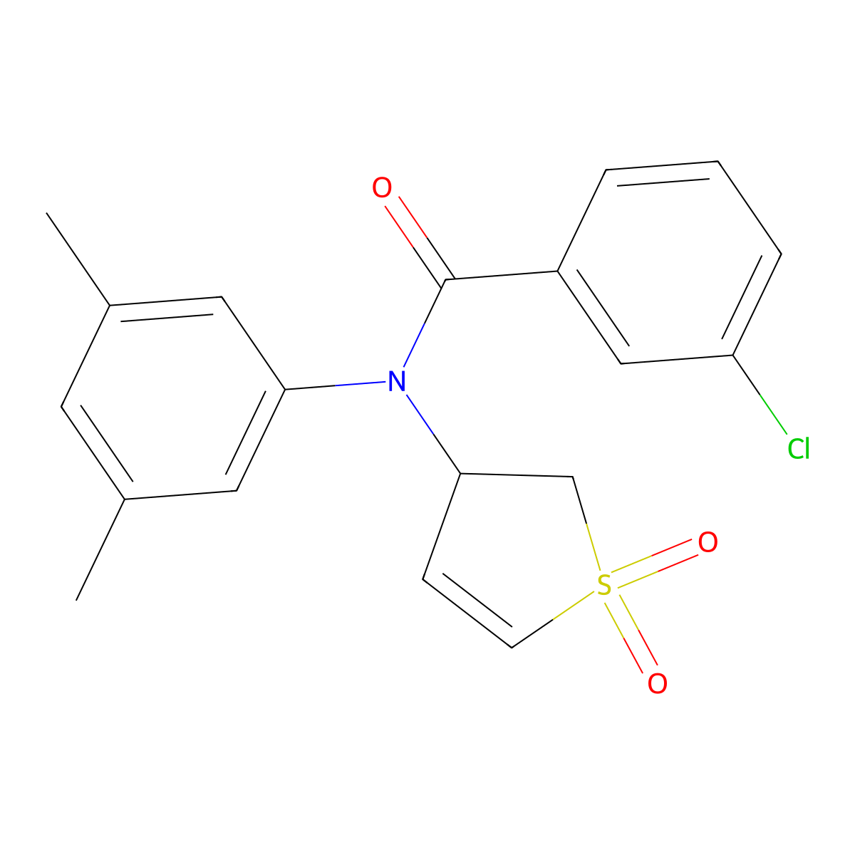 3-chloro-N-(3,5-dimethylphenyl)-N-(1,1-dioxido-2,3-dihydrothien-3-yl)benzamide molecular structure, CAS 863445-96-9