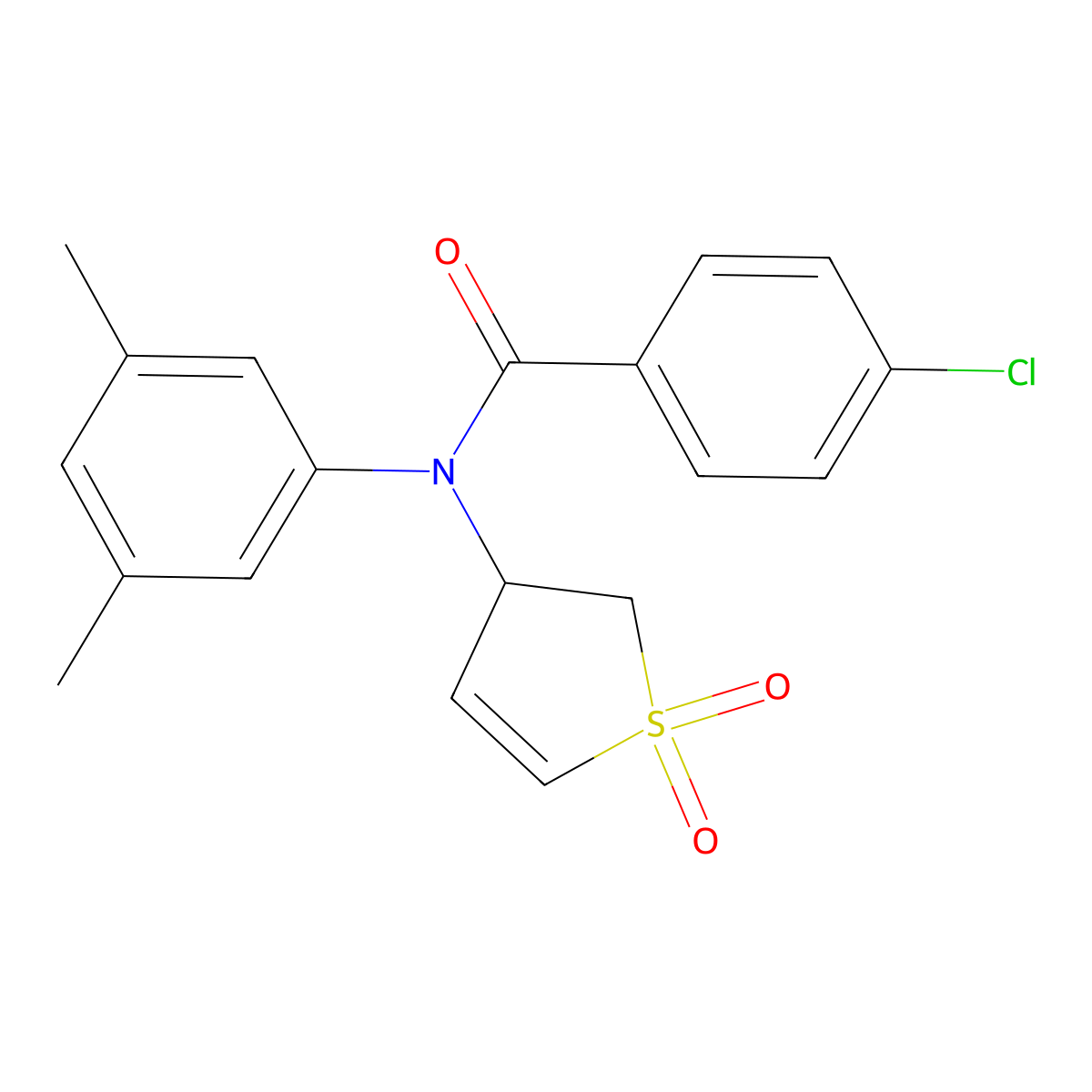 4-chloro-N-(3,5-dimethylphenyl)-N-(1,1-dioxido-2,3-dihydrothien-3-yl)benzamide molecular structure, CAS 863445-97-0
