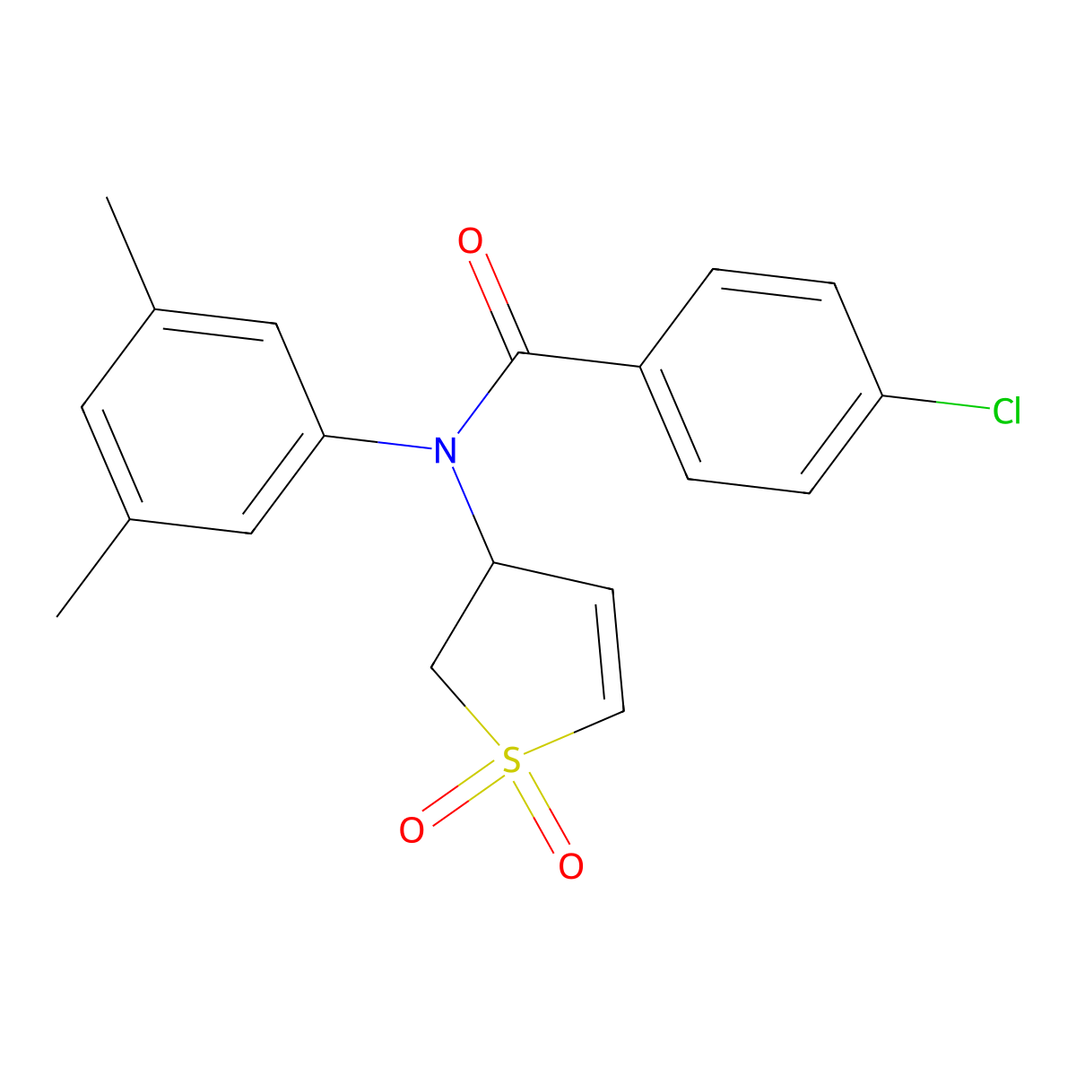 4-chloro-N-(3,5-dimethylphenyl)-N-(1,1-dioxido-2,3-dihydrothien-3-yl)benzamide molecular structure, CAS 863445-97-0