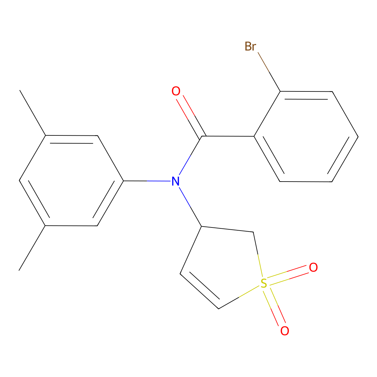 2-Bromo-N-(3,5-dimethylphenyl)-N-(1,1-dioxido-2,3-dihydro-3-thiophenyl)benzamide molecular structure, CAS 863445-98-1