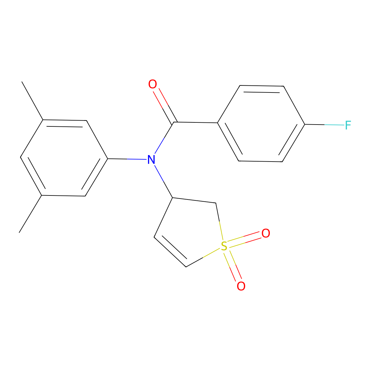 N-(3,5-dimethylphenyl)-N-(1,1-dioxido-2,3-dihydrothiophen-3-yl)-4-fluorobenzamide molecular structure, CAS 863446-02-0