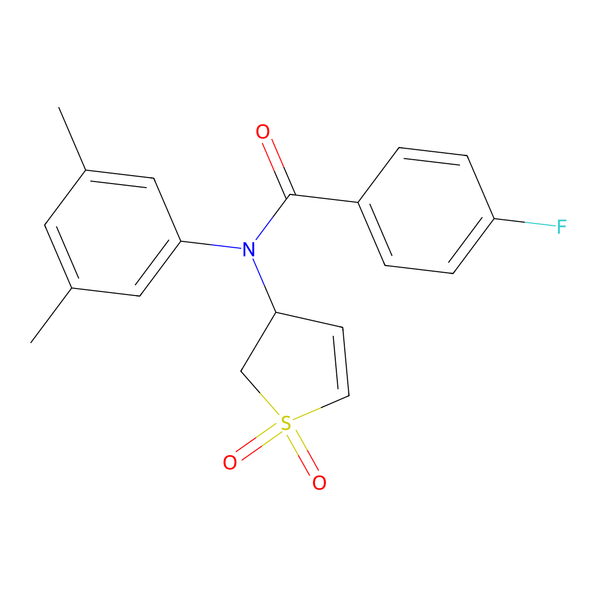 N-(3,5-dimethylphenyl)-N-(1,1-dioxido-2,3-dihydrothiophen-3-yl)-4-fluorobenzamide molecular structure, CAS 863446-02-0