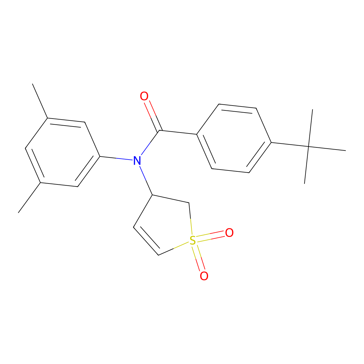 4-(tert-butyl)-N-(3,5-dimethylphenyl)-N-(1,1-dioxido-2,3-dihydrothiophen-3-yl)benzamide molecular structure, CAS 863446-08-6