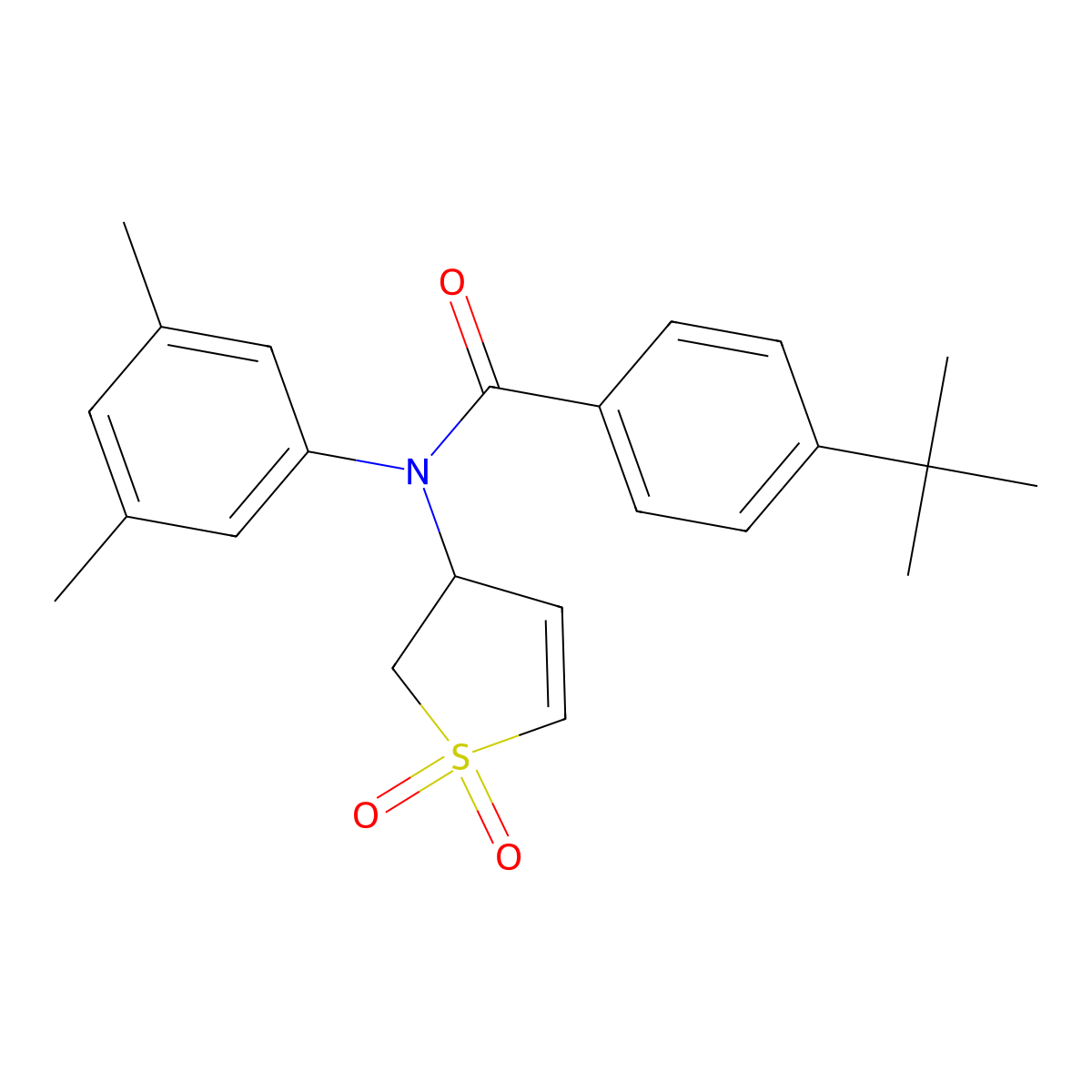 4-(tert-butyl)-N-(3,5-dimethylphenyl)-N-(1,1-dioxido-2,3-dihydrothiophen-3-yl)benzamide molecular structure, CAS 863446-08-6