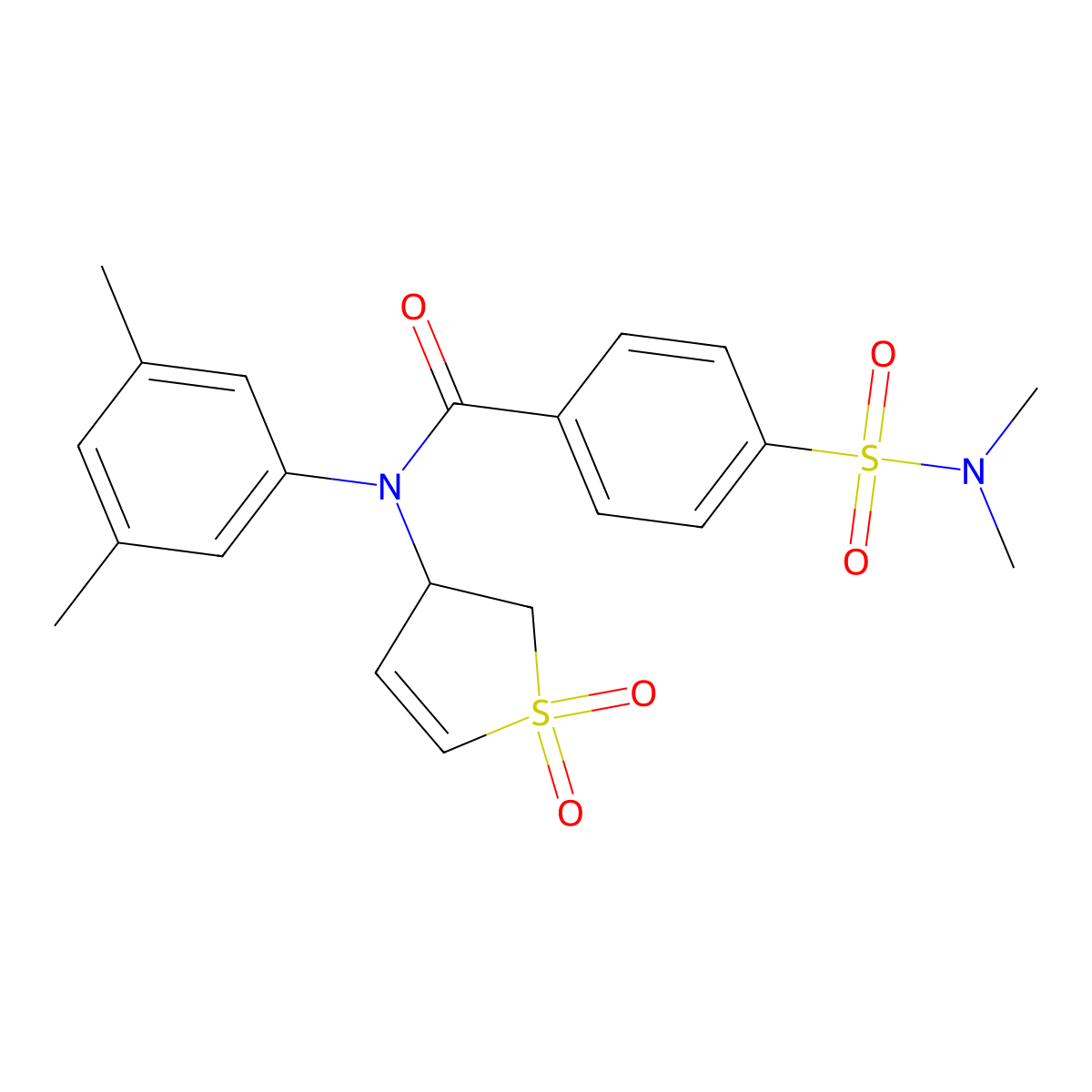 N-(3,5-dimethylphenyl)-4-(N,N-dimethylsulfamoyl)-N-(1,1-dioxido-2,3-dihydrothiophen-3-yl)benzamide molecular structure, CAS 863446-16-6