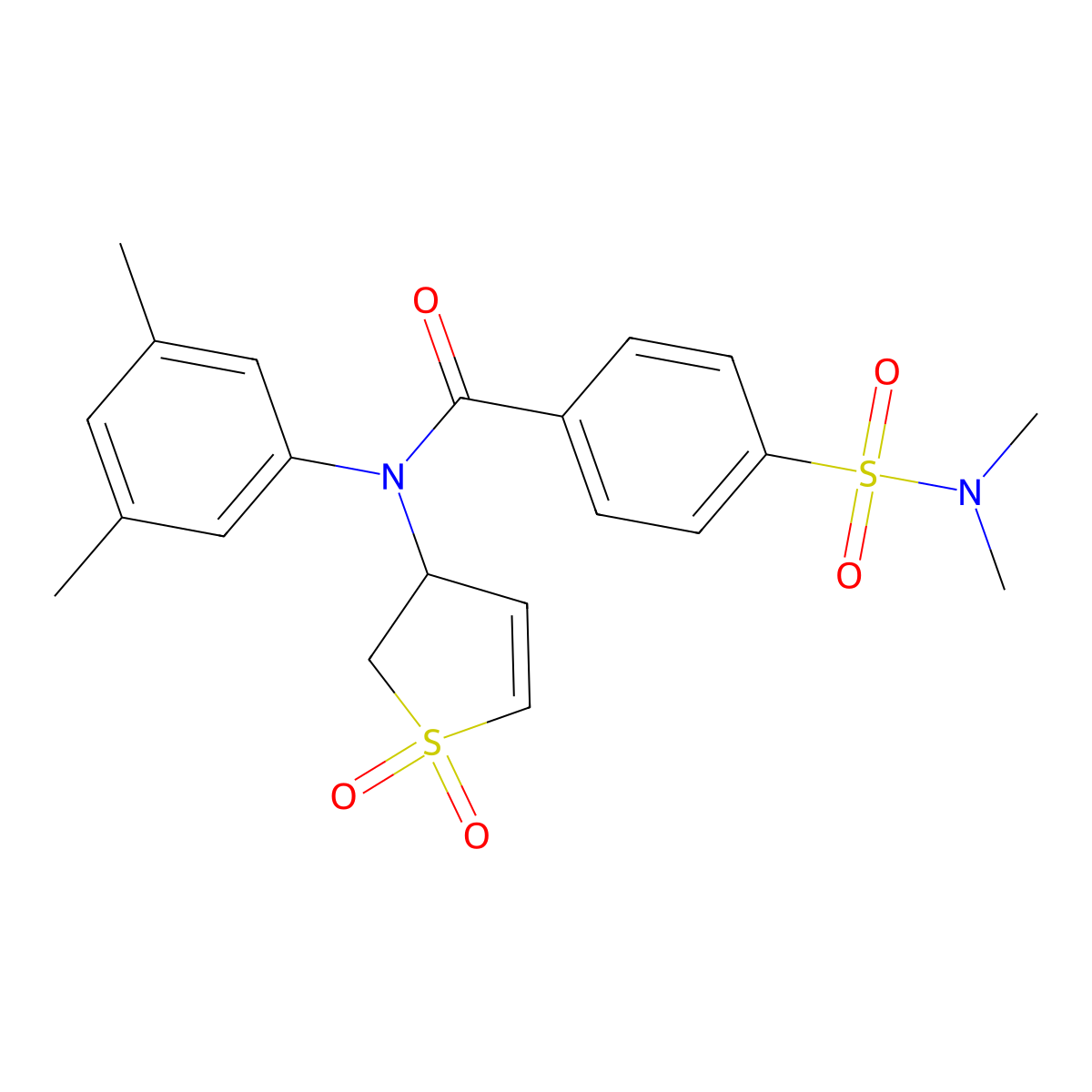 N-(3,5-dimethylphenyl)-4-(N,N-dimethylsulfamoyl)-N-(1,1-dioxido-2,3-dihydrothiophen-3-yl)benzamide molecular structure, CAS 863446-16-6