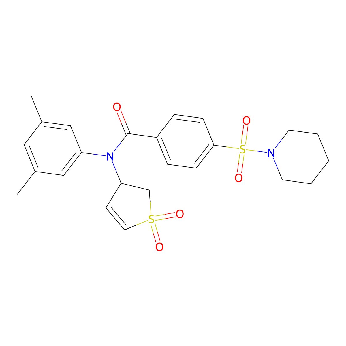 N-(3,5-dimethylphenyl)-N-(1,1-dioxido-2,3-dihydrothiophen-3-yl)-4-(piperidin-1-ylsulfonyl)benzamide molecular structure, CAS 863446-18-8