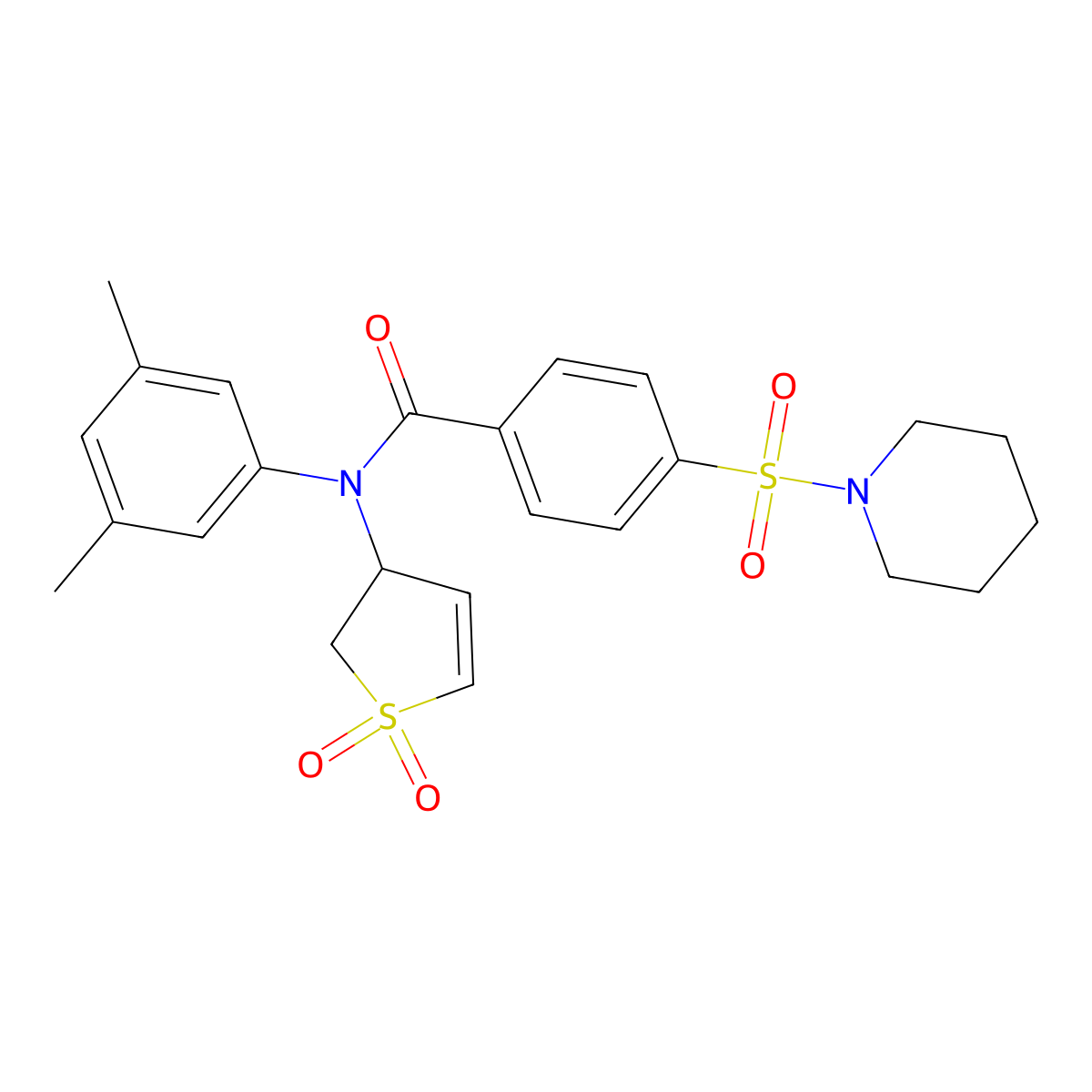 N-(3,5-dimethylphenyl)-N-(1,1-dioxido-2,3-dihydrothiophen-3-yl)-4-(piperidin-1-ylsulfonyl)benzamide molecular structure, CAS 863446-18-8