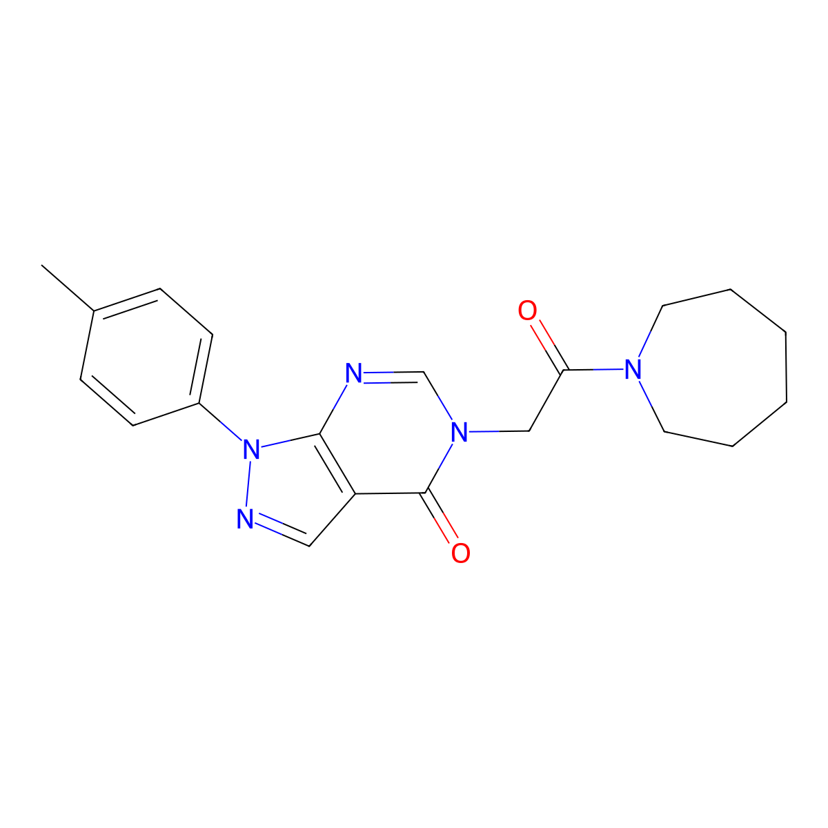 5-[2-(1-Azepanyl)-2-oxoethyl]-1-(4-methylphenyl)-4-pyrazolo[3,4-d]pyrimidinone molecular structure, CAS 863446-28-0
