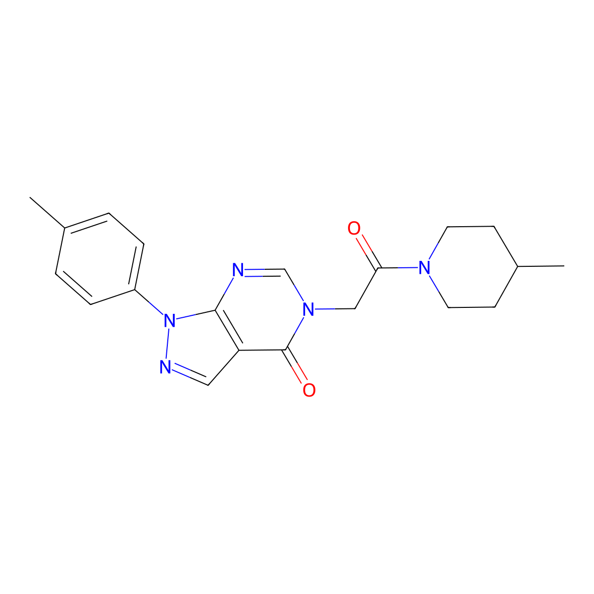 1-(4-Methylphenyl)-5-[2-(4-methylpiperidin-1-yl)-2-oxoethyl]pyrazolo[3,4-d]pyrimidin-4-one molecular structure, CAS 863446-29-1