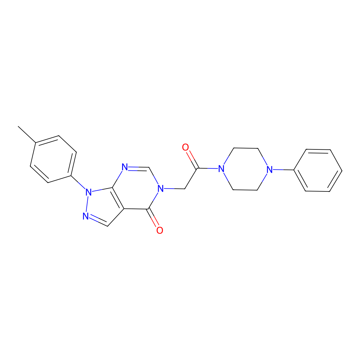 5-(2-oxo-2-(4-phenylpiperazin-1-yl)ethyl)-1-(p-tolyl)-1H-pyrazolo[3,4-d]pyrimidin-4(5H)-one molecular structure, CAS 863446-30-4