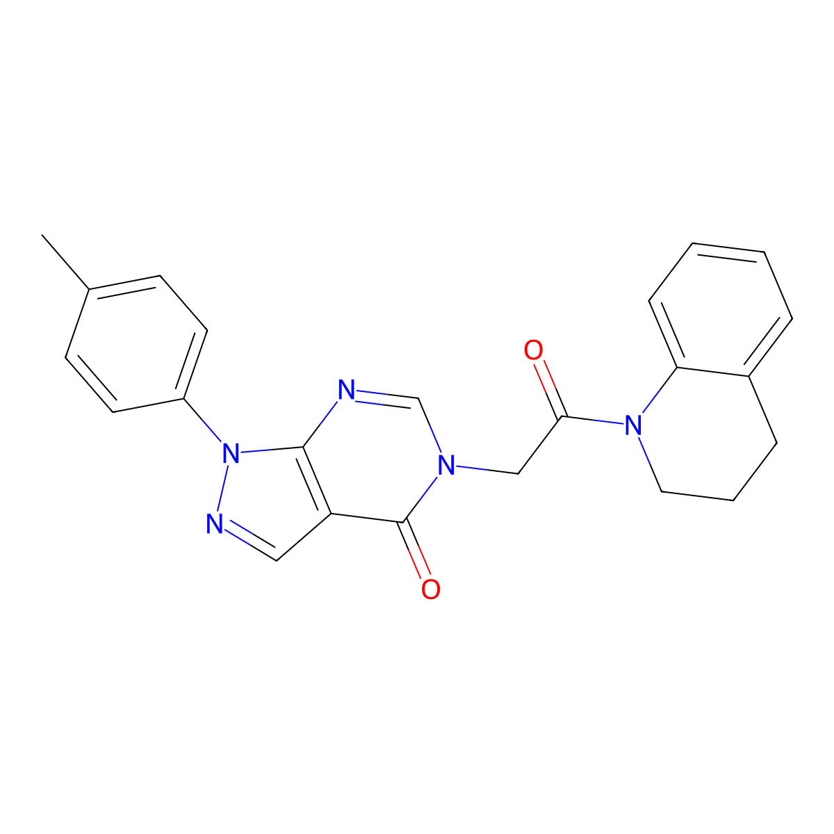 5-(2-(3,4-dihydroquinolin-1(2H)-yl)-2-oxoethyl)-1-(p-tolyl)-1H-pyrazolo[3,4-d]pyrimidin-4(5H)-one molecular structure, CAS 863446-32-6