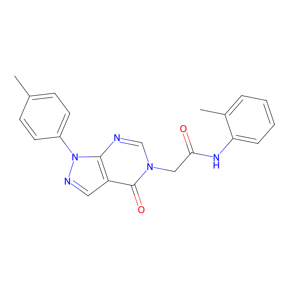 N-(2-methylphenyl)-2-[1-(4-methylphenyl)-4-oxopyrazolo[3,4-d]pyrimidin-5-yl]acetamide molecular structure, CAS 863446-35-9