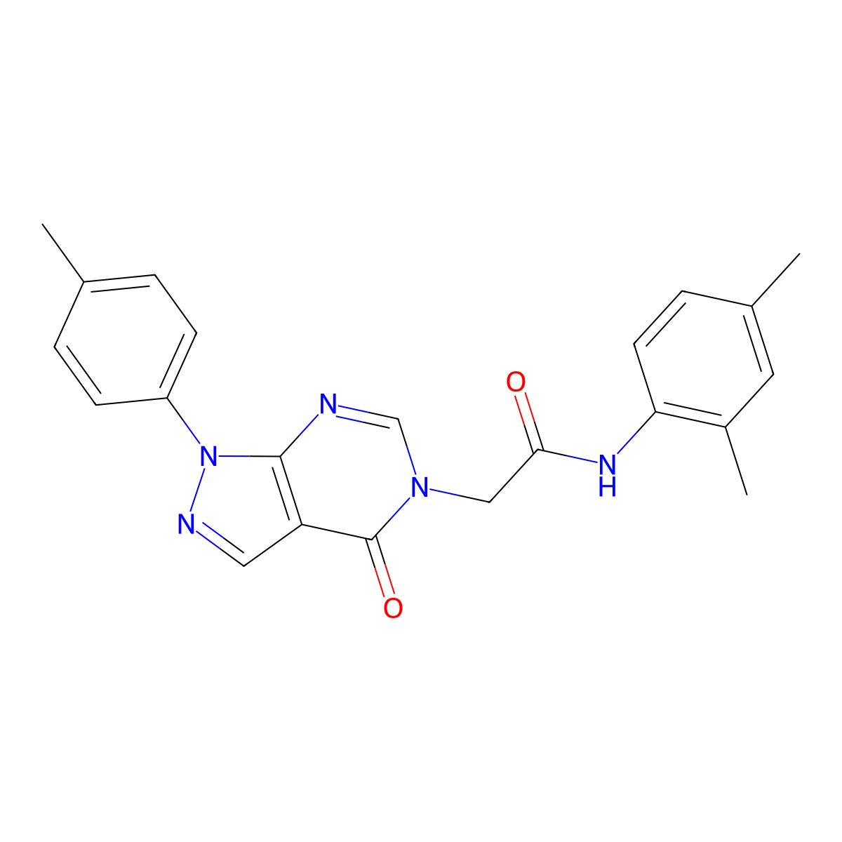 N-(2,4-dimethylphenyl)-2-(4-oxo-1-(p-tolyl)-1H-pyrazolo[3,4-d]pyrimidin-5(4H)-yl)acetamide molecular structure, CAS 863446-38-2