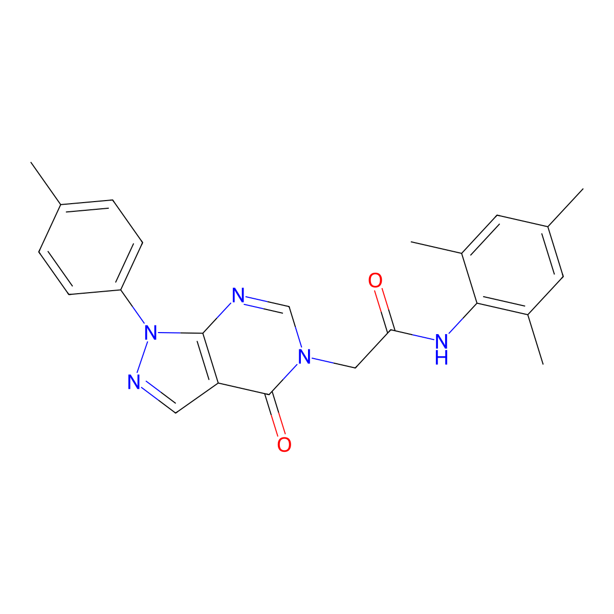 N-mesityl-2-(4-oxo-1-(p-tolyl)-1H-pyrazolo[3,4-d]pyrimidin-5(4H)-yl)acetamide molecular structure, CAS 863446-39-3