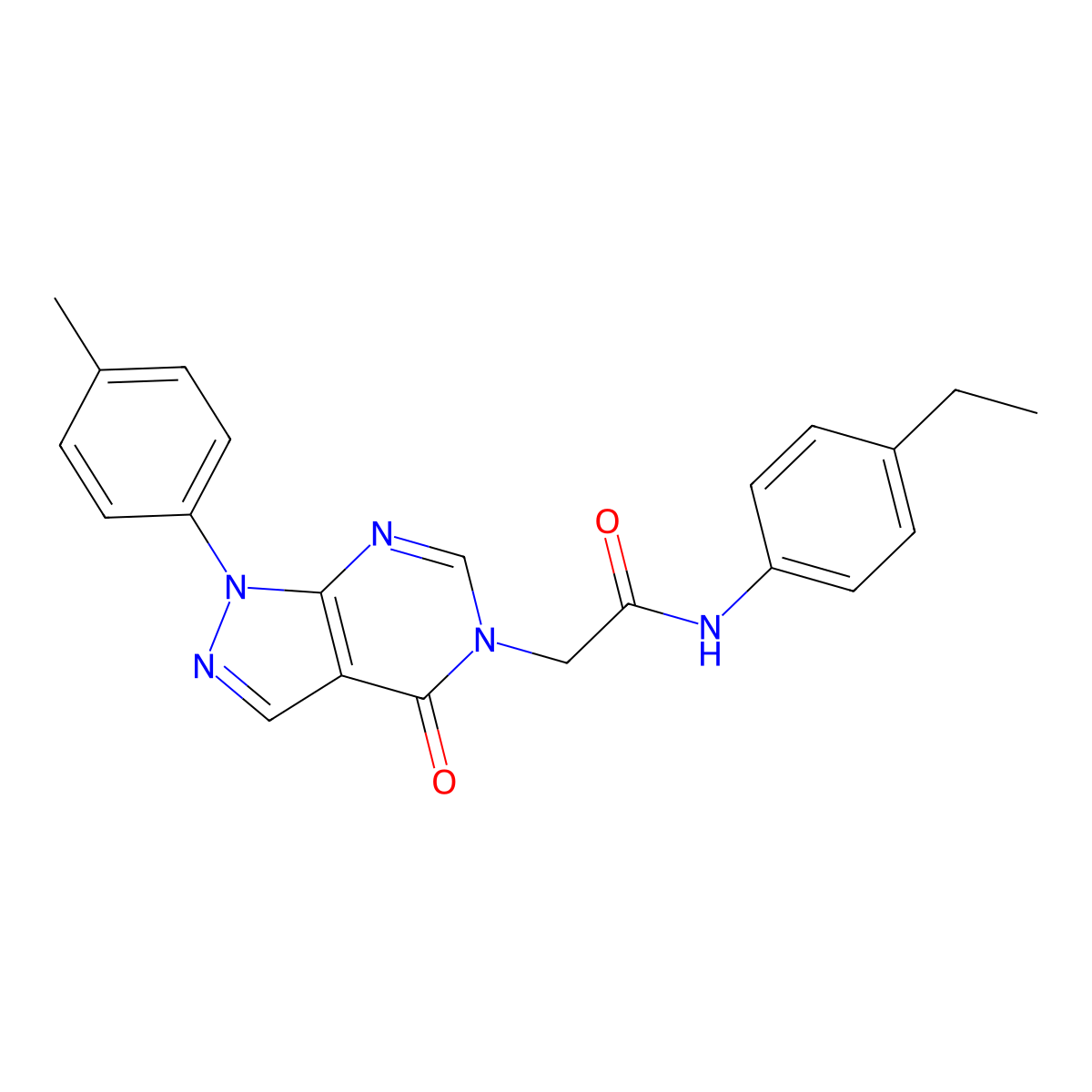 N-(4-ethylphenyl)-2-(4-oxo-1-(p-tolyl)-1H-pyrazolo[3,4-d]pyrimidin-5(4H)-yl)acetamide molecular structure, CAS 863446-40-6