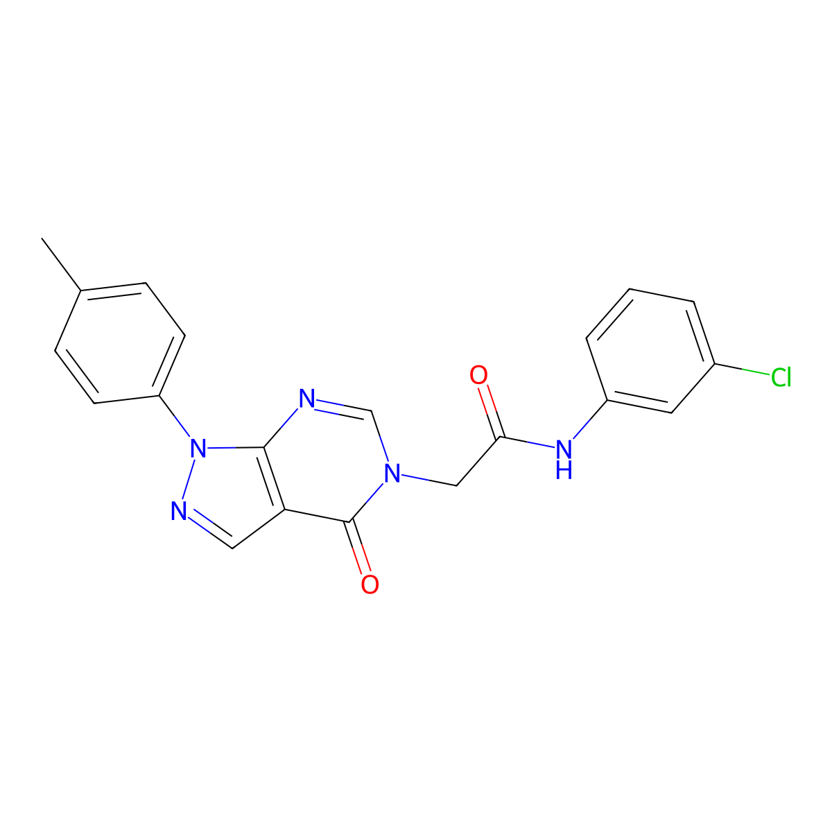 N-(3-chlorophenyl)-2-(4-oxo-1-(p-tolyl)-1H-pyrazolo[3,4-d]pyrimidin-5(4H)-yl)acetamide molecular structure, CAS 863446-43-9