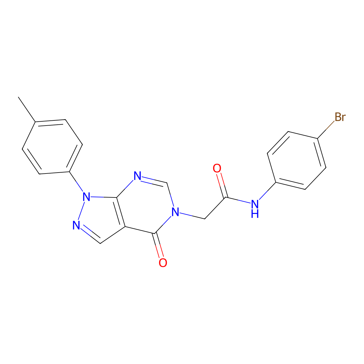 N-(4-bromophenyl)-2-(4-oxo-1-(p-tolyl)-1H-pyrazolo[3,4-d]pyrimidin-5(4H)-yl)acetamide molecular structure, CAS 863446-59-7