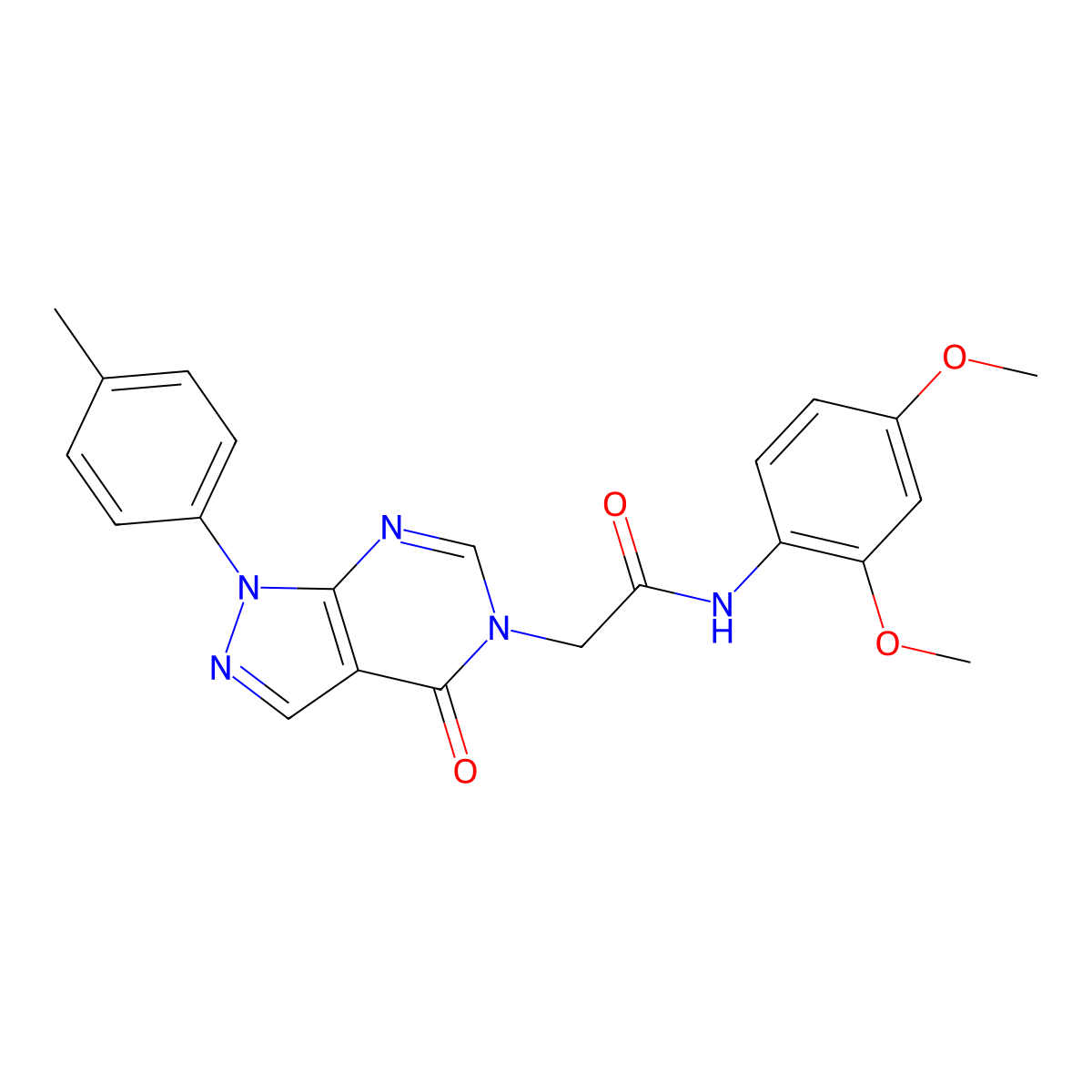N-(2,4-dimethoxyphenyl)-2-[1-(4-methylphenyl)-4-oxopyrazolo[3,4-d]pyrimidin-5-yl]acetamide molecular structure, CAS 863446-65-5