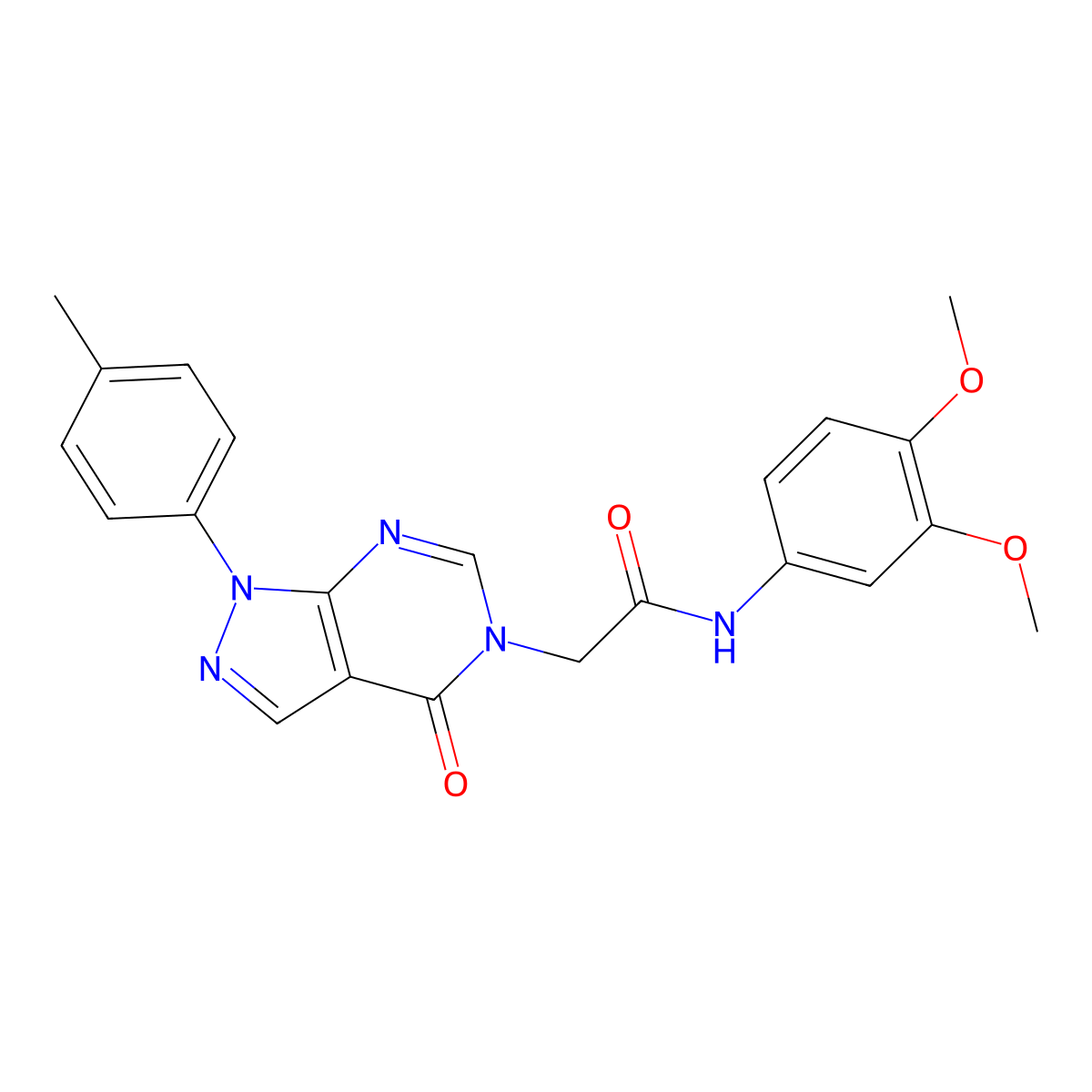 N-(3,4-dimethoxyphenyl)-2-[1-(4-methylphenyl)-4-oxopyrazolo[3,4-d]pyrimidin-5-yl]acetamide molecular structure, CAS 863446-66-6