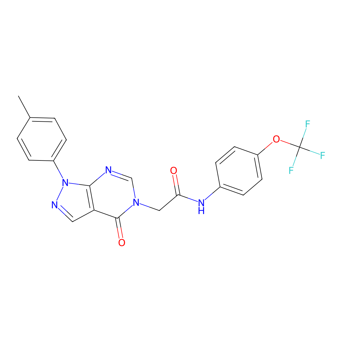 2-[1-(4-methylphenyl)-4-oxo-1H,4H,5H-pyrazolo[3,4-d]pyrimidin-5-yl]-N-[4-(trifluoromethoxy)phenyl]acetamide molecular structure, CAS 863446-70-2