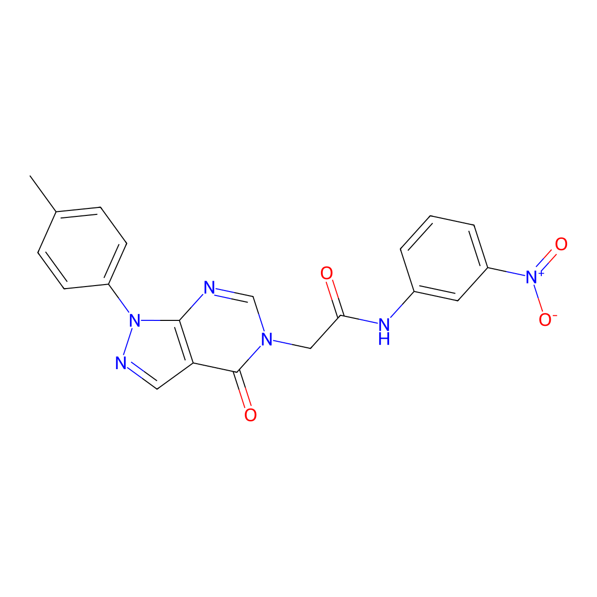 2-[1-(4-methylphenyl)-4-oxopyrazolo[3,4-d]pyrimidin-5-yl]-N-(3-nitrophenyl)acetamide molecular structure, CAS 863446-71-3