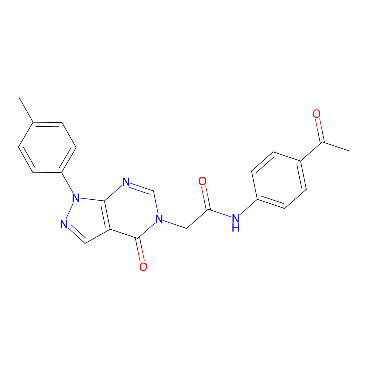 N-(4-acetylphenyl)-2-[1-(4-methylphenyl)-4-oxopyrazolo[3,4-d]pyrimidin-5-yl]acetamide molecular structure, CAS 863446-75-7