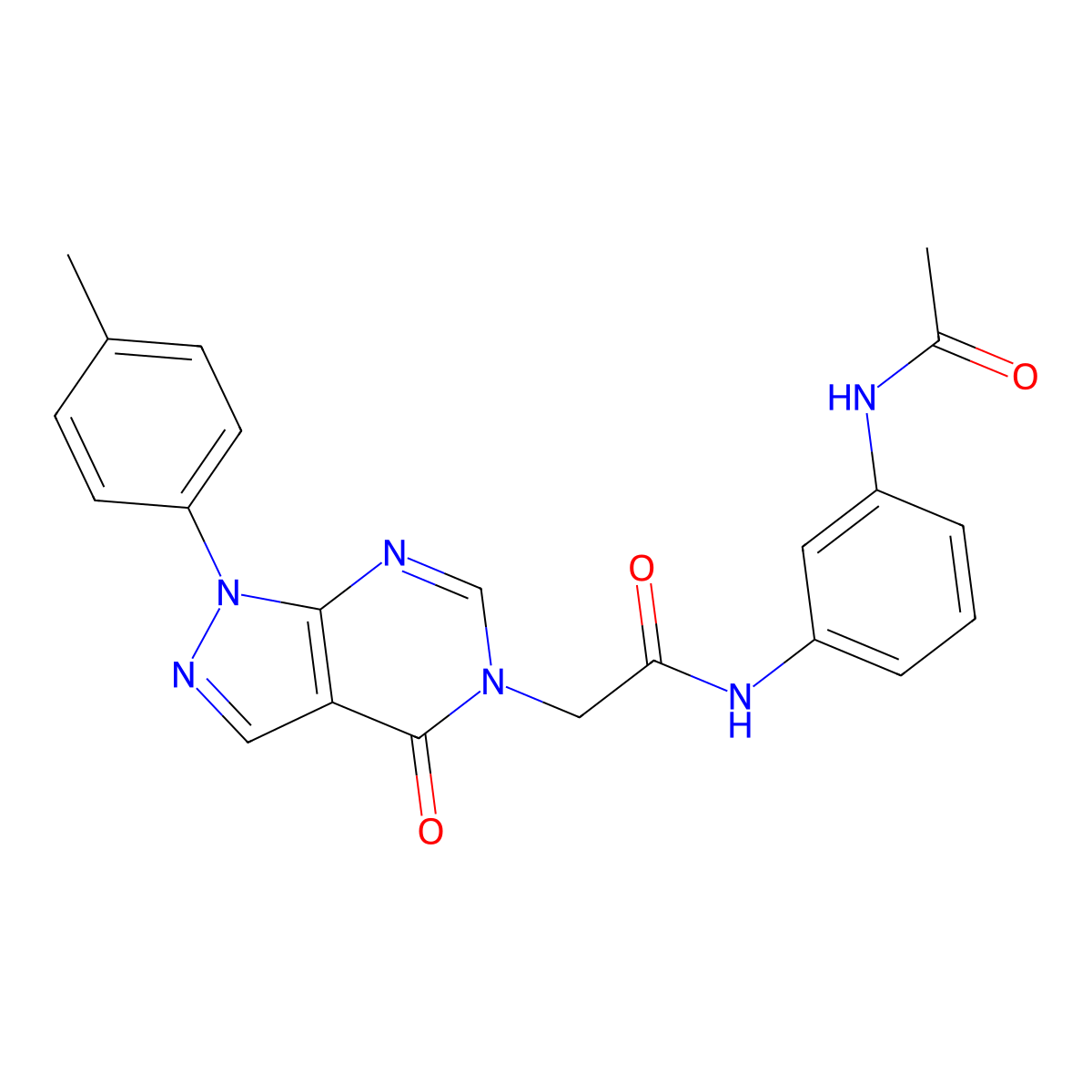 N-(3-acetamidophenyl)-2-(4-oxo-1-(p-tolyl)-1H-pyrazolo[3,4-d]pyrimidin-5(4H)-yl)acetamide molecular structure, CAS 863446-76-8