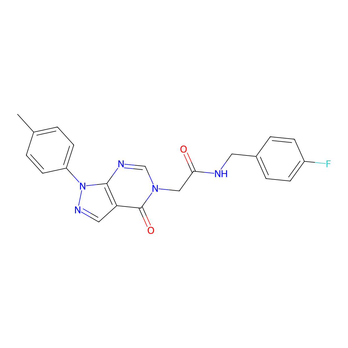 N-(4-fluorobenzyl)-2-(4-oxo-1-(p-tolyl)-1H-pyrazolo[3,4-d]pyrimidin-5(4H)-yl)acetamide molecular structure, CAS 863446-80-4