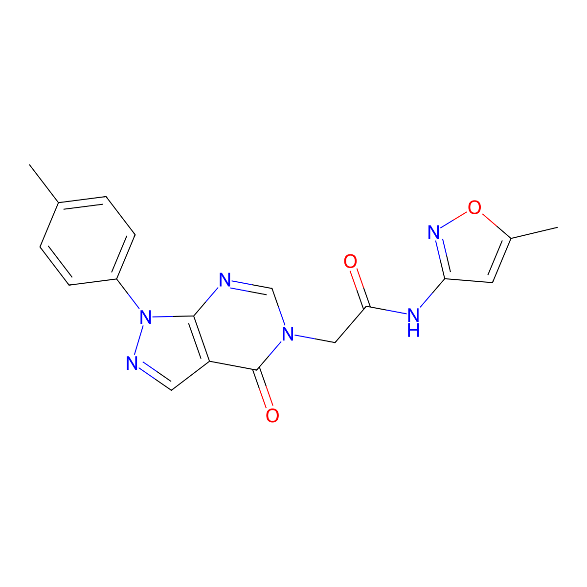 N-(5-methylisoxazol-3-yl)-2-(4-oxo-1-(p-tolyl)-1H-pyrazolo[3,4-d]pyrimidin-5(4H)-yl)acetamide molecular structure, CAS 863446-85-9