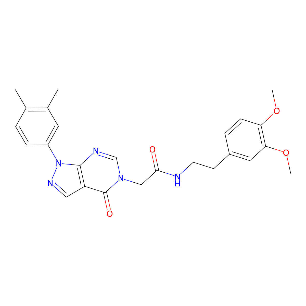 N-(3,4-dimethoxyphenethyl)-2-(1-(3,4-dimethylphenyl)-4-oxo-1H-pyrazolo[3,4-d]pyrimidin-5(4H)-yl)acetamide molecular structure, CAS 863447-12-5