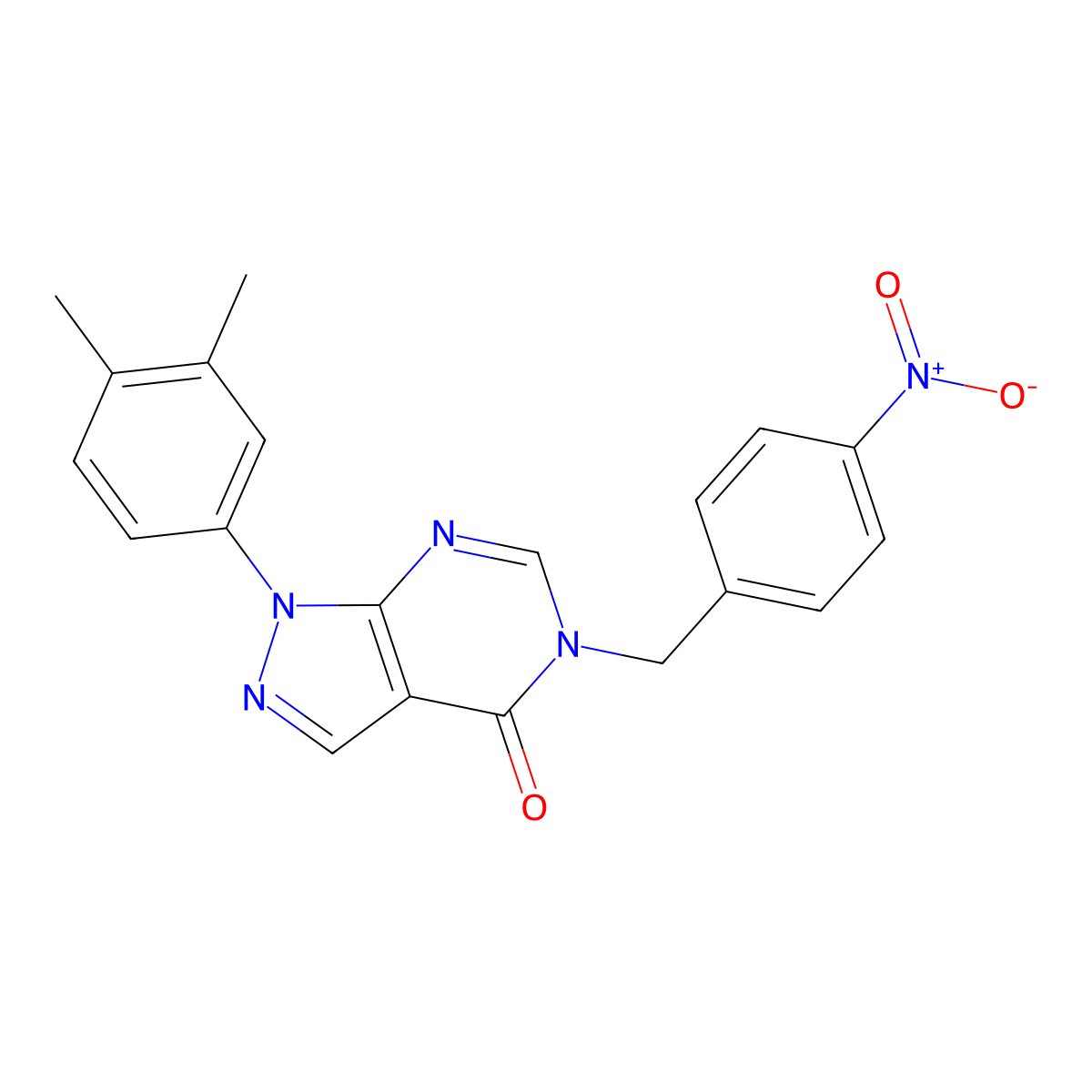 1-(3,4-dimethylphenyl)-5-(4-nitrobenzyl)-1H-pyrazolo[3,4-d]pyrimidin-4(5H)-one molecular structure, CAS 863447-20-5