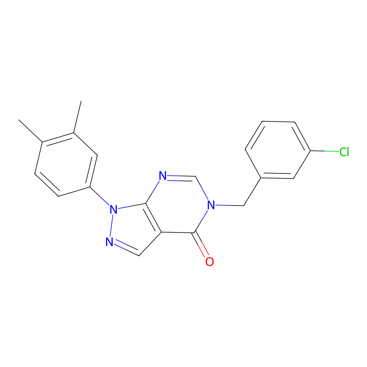 5-(3-chlorobenzyl)-1-(3,4-dimethylphenyl)-1H-pyrazolo[3,4-d]pyrimidin-4(5H)-one molecular structure, CAS 863447-45-4