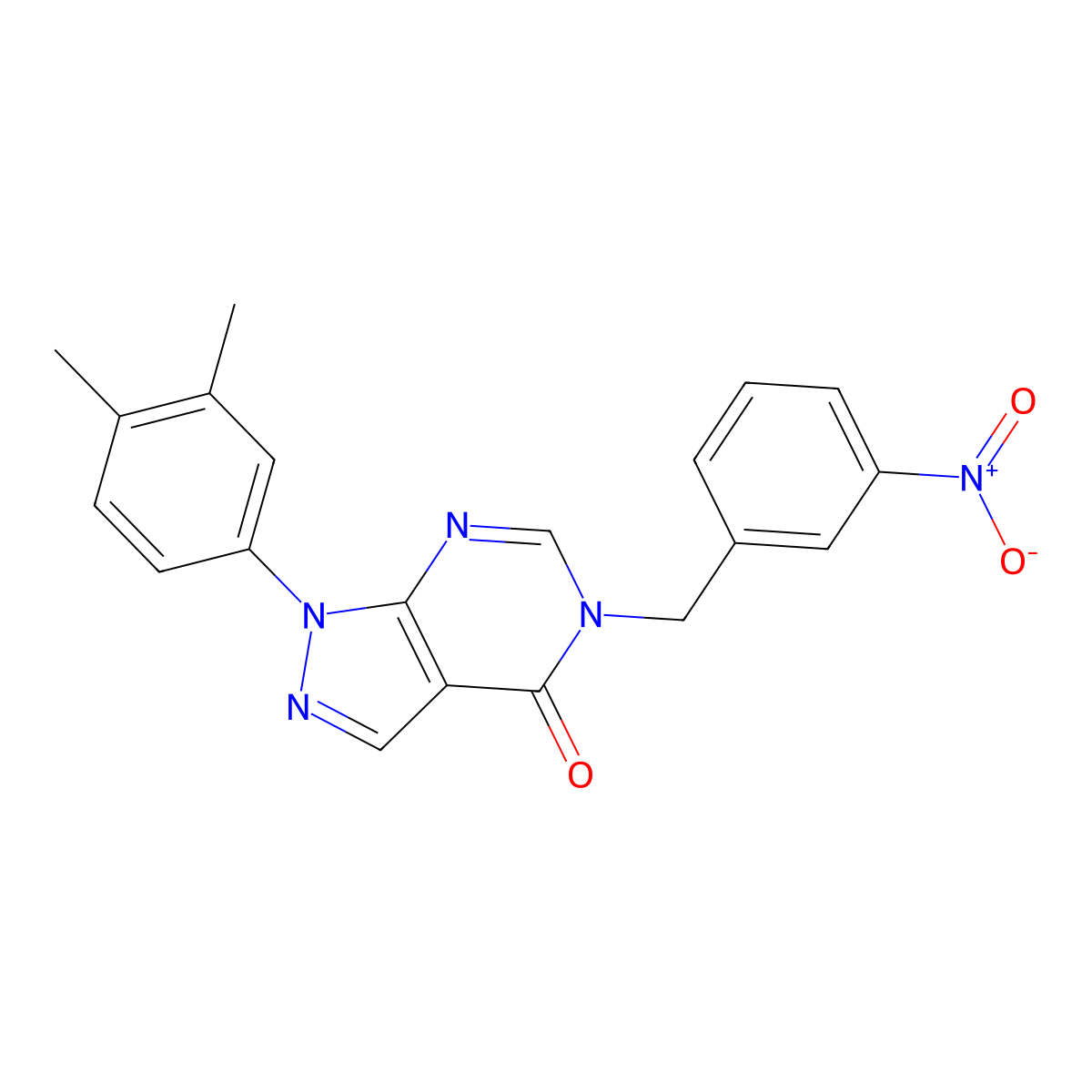 1-(3,4-dimethylphenyl)-5-(3-nitrobenzyl)-1H-pyrazolo[3,4-d]pyrimidin-4(5H)-one molecular structure, CAS 863447-46-5